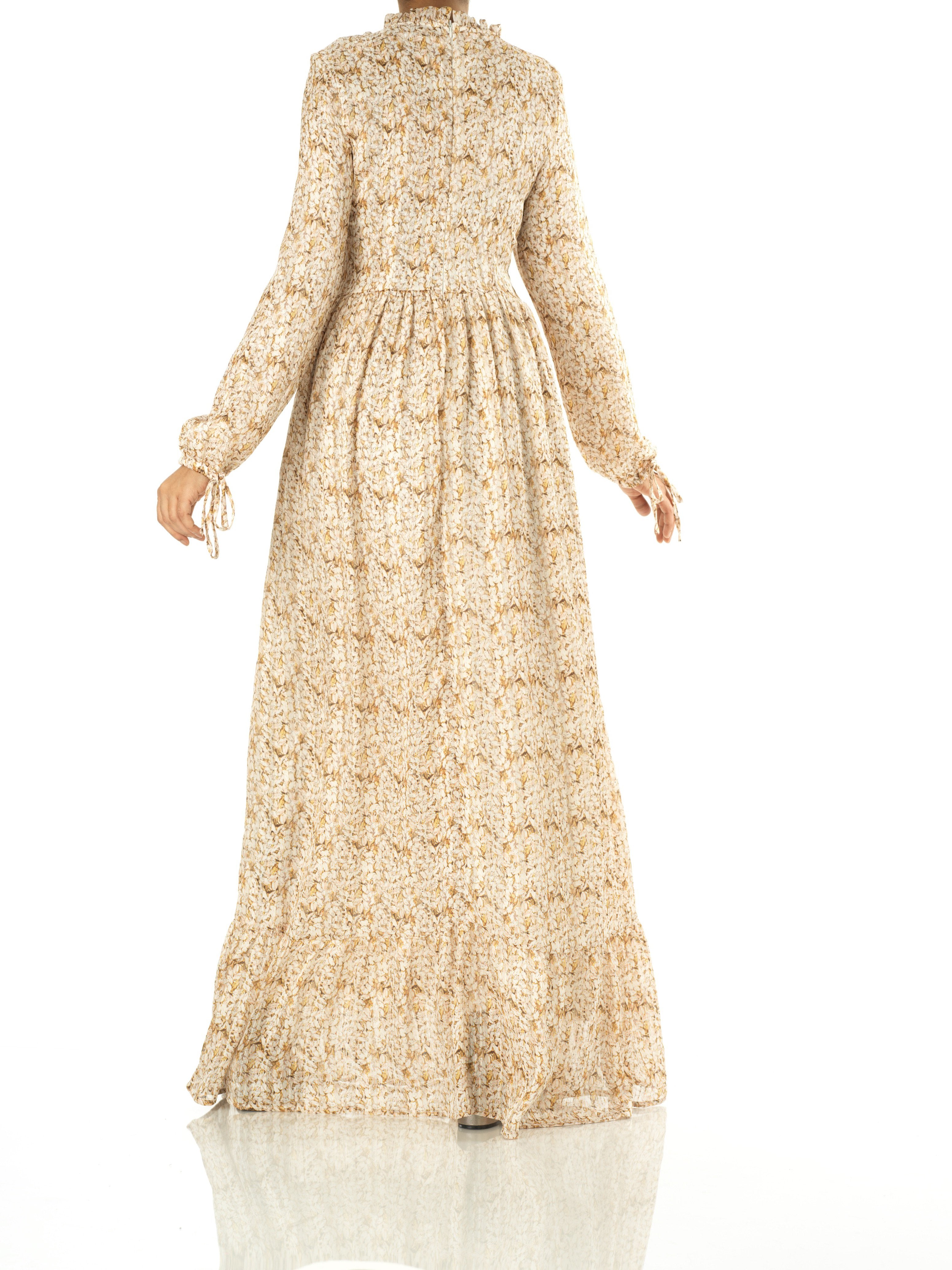 Rosemary Cream Floral Mock-Neck Maxi Dress