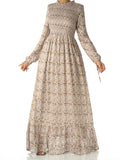 Rosemary Lavender Floral Mock-Neck Maxi Dress