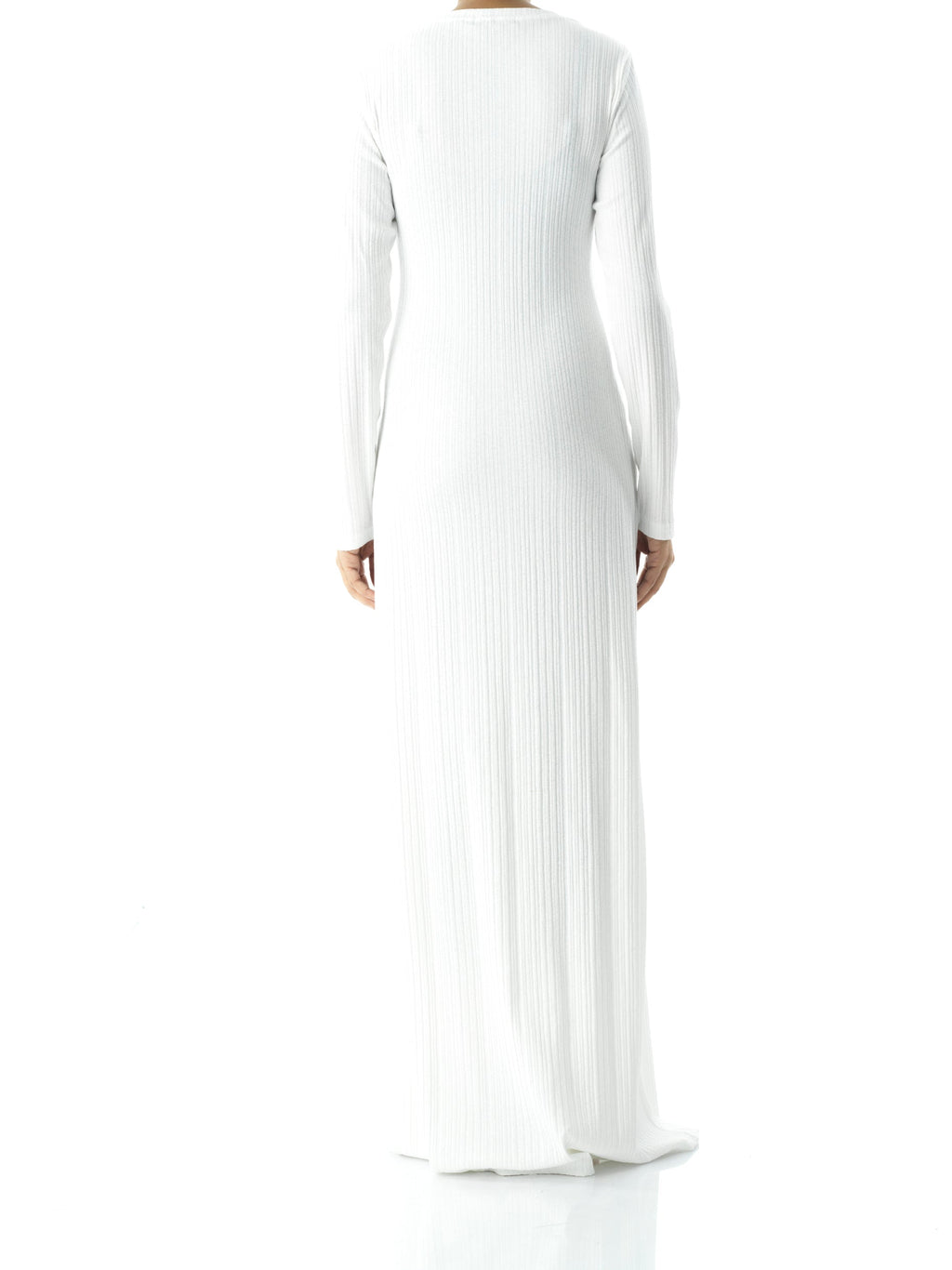 Bronwyn White Ribbed Round-Neck Maxi Dress