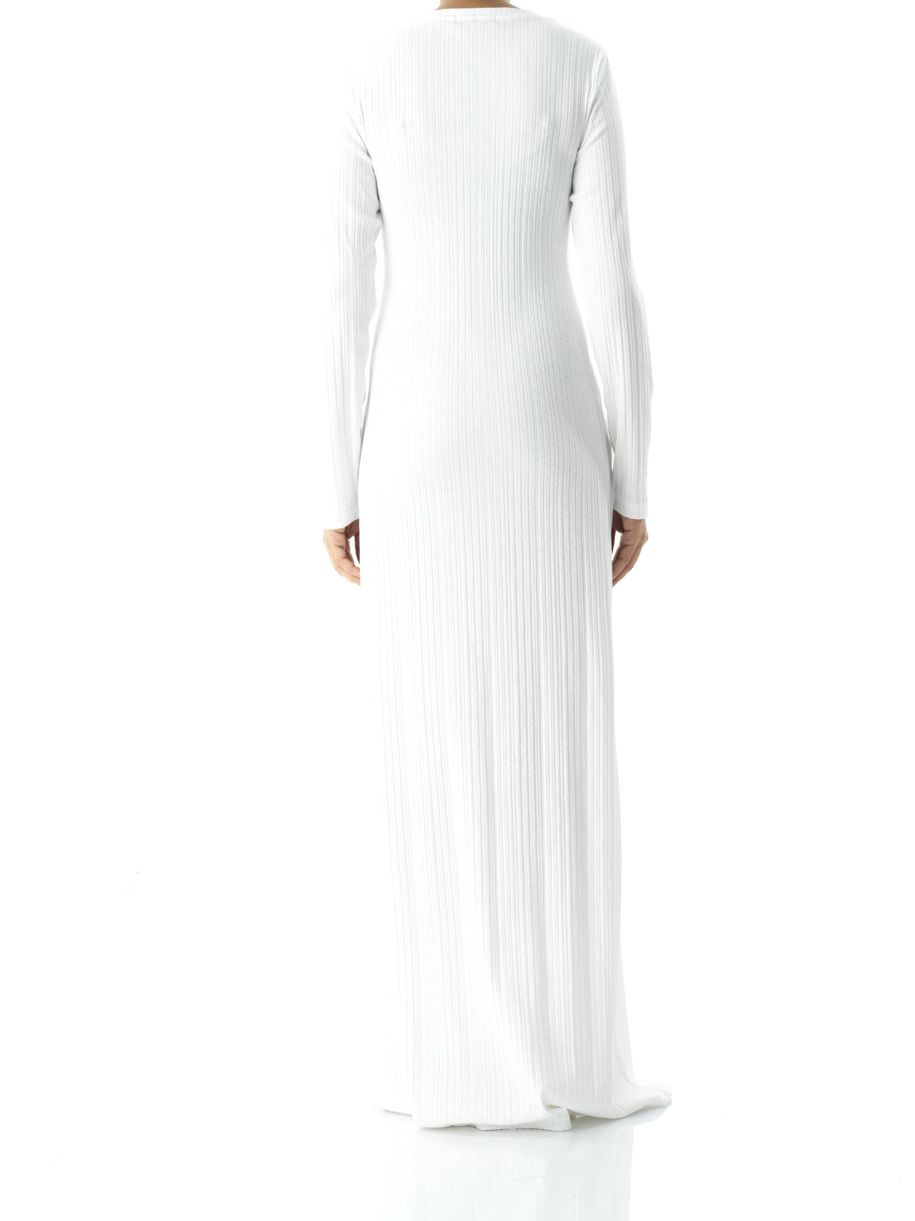 Bronwyn White Ribbed Round-Neck Maxi Dress