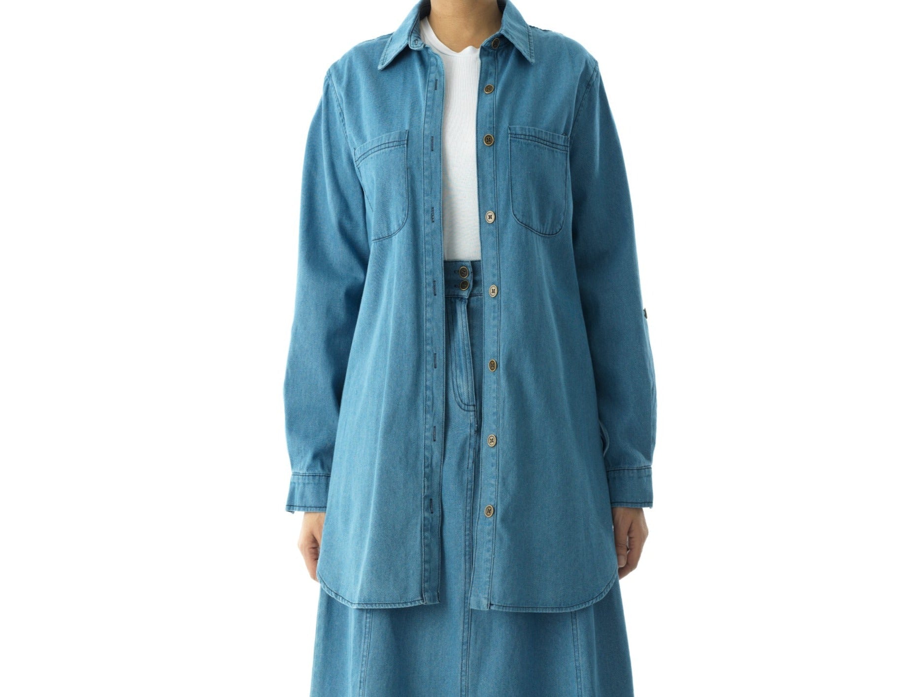 Alaia Vintage-wash Denim Tunic Top