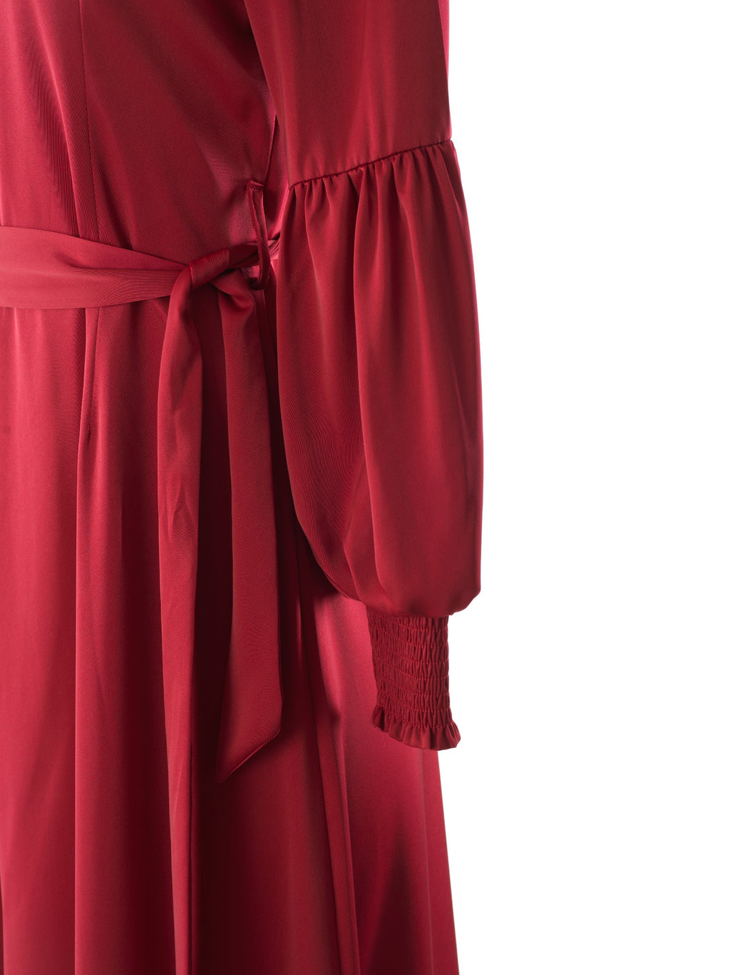 Sylvia Red Satin Long-Sleeve Maxi Dress