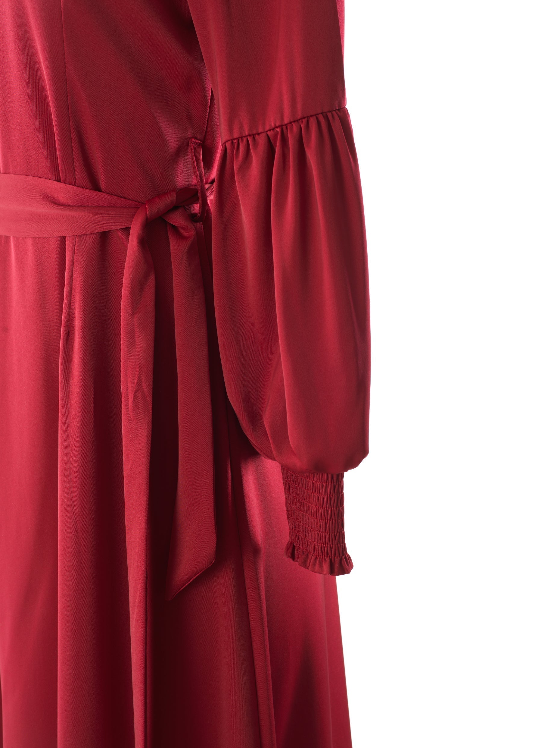 Sylvia Red Satin Long-Sleeve Maxi Dress