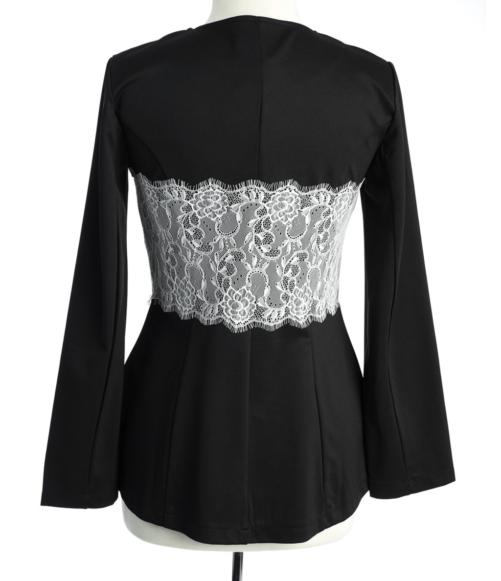 Lainey Black Lace-Detail Zip Jacket