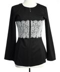 Lainey Black Lace-Detail Zip Jacket