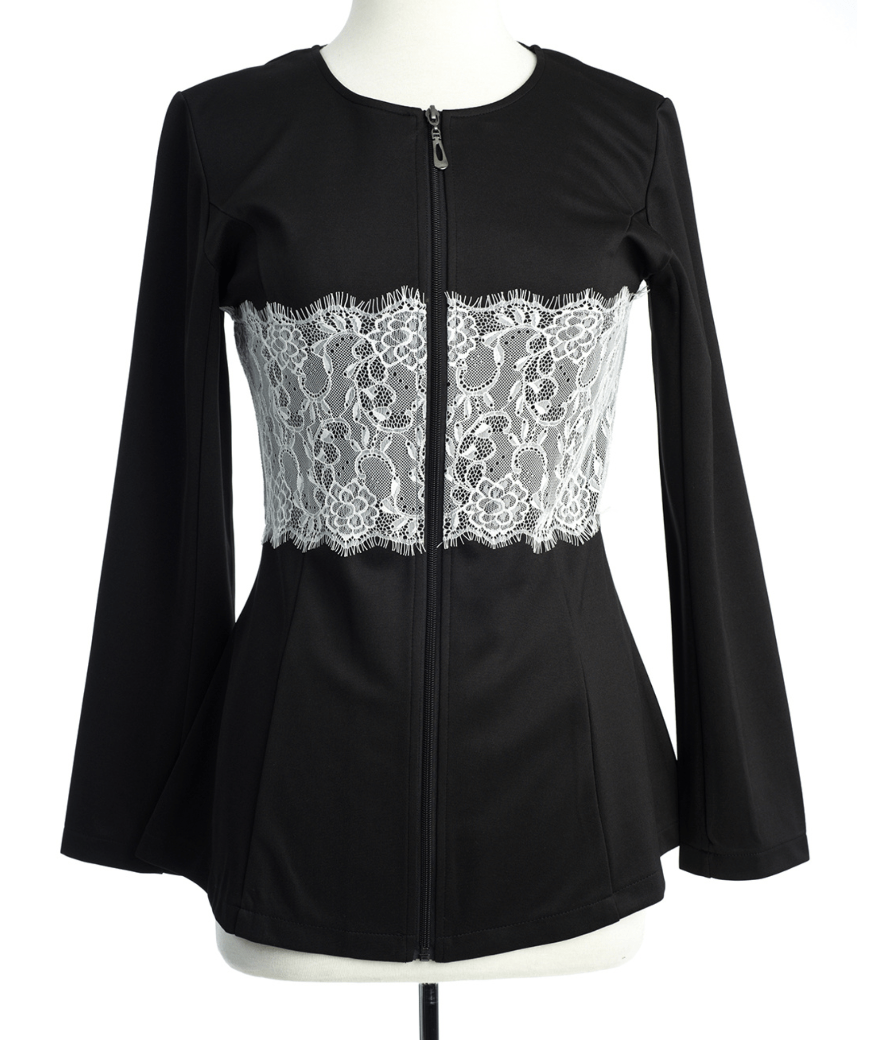 Lainey Black Lace-Detail Zip Jacket