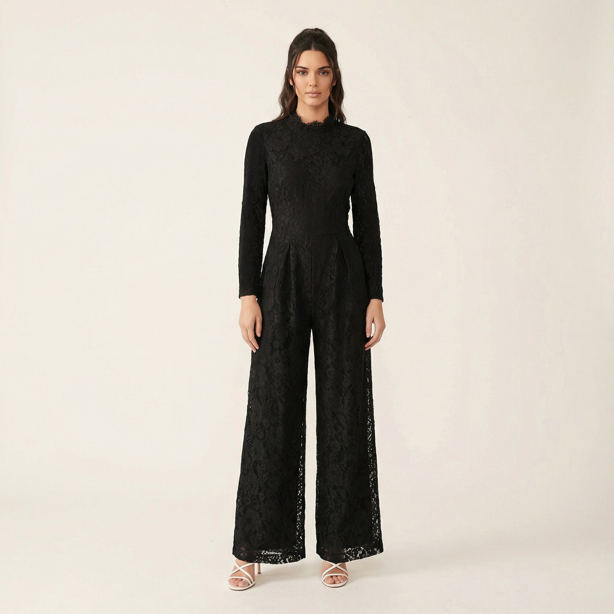 Shiloh Black Lace Long-Sleeve Jumpsuit