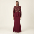 Emery Black Lace-Top Peplum Maxi Dress