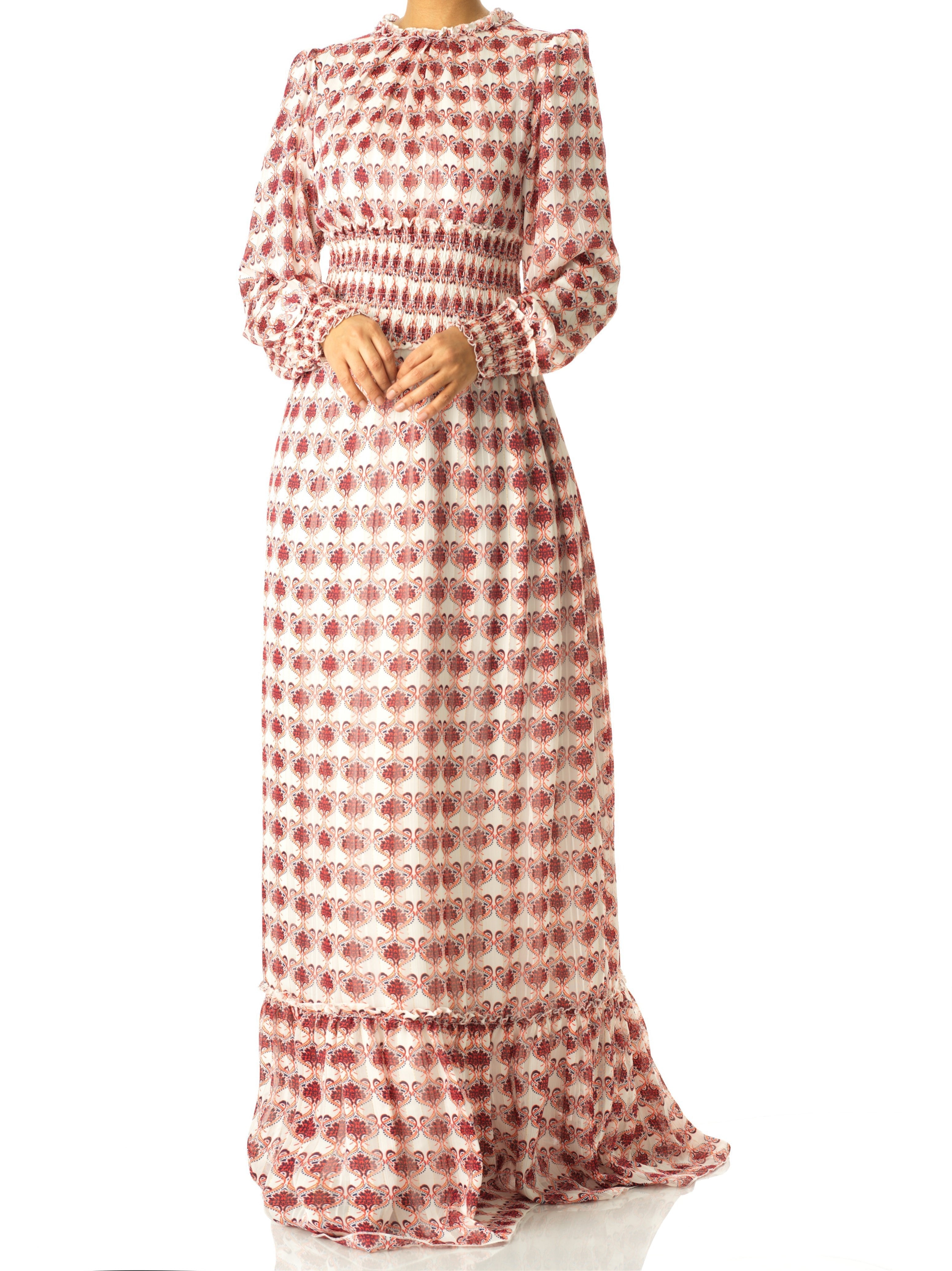 Lumen Layla Feather-Print Chiffon Maxi Dress