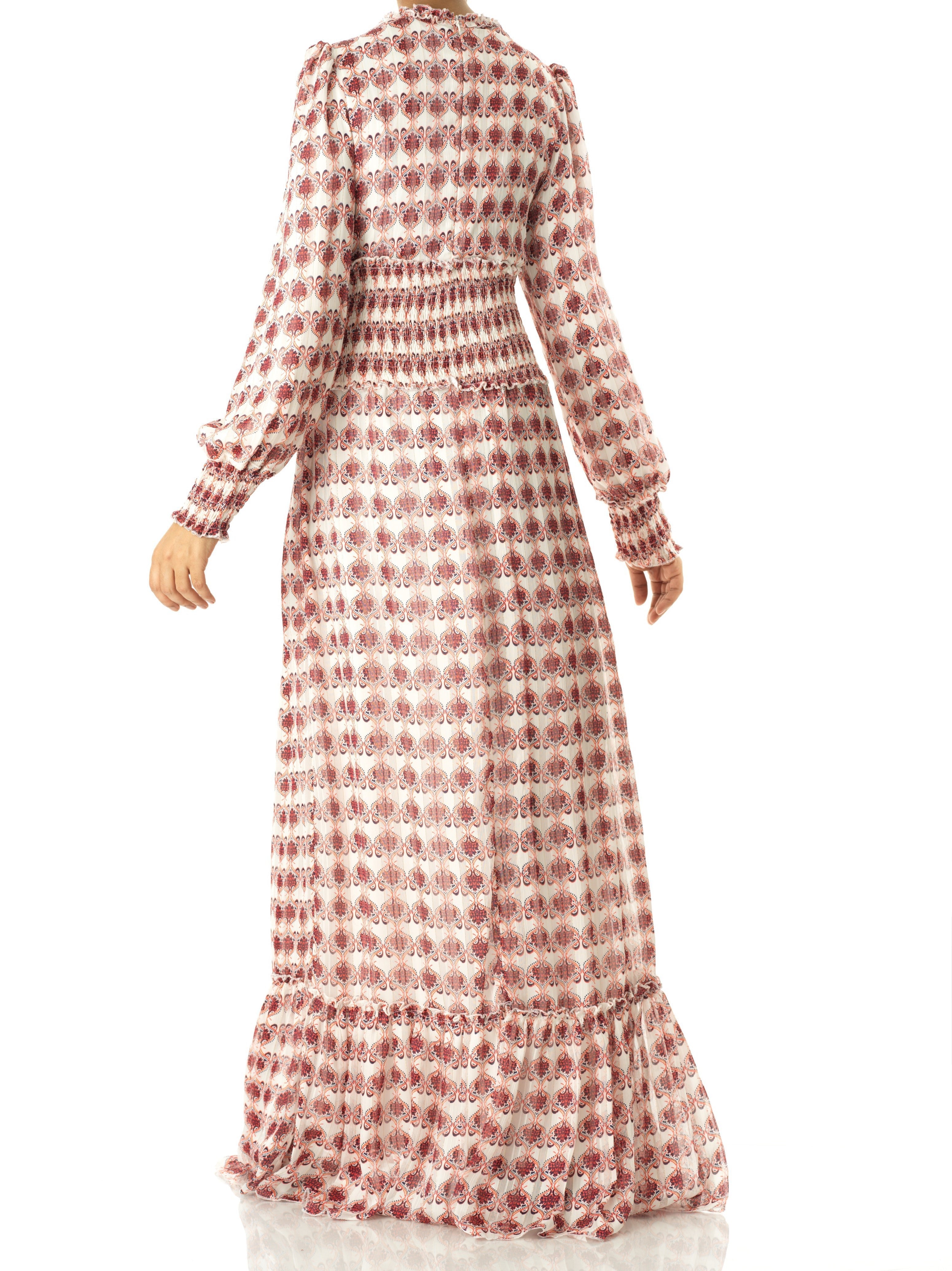Lumen Layla Feather-Print Chiffon Maxi Dress