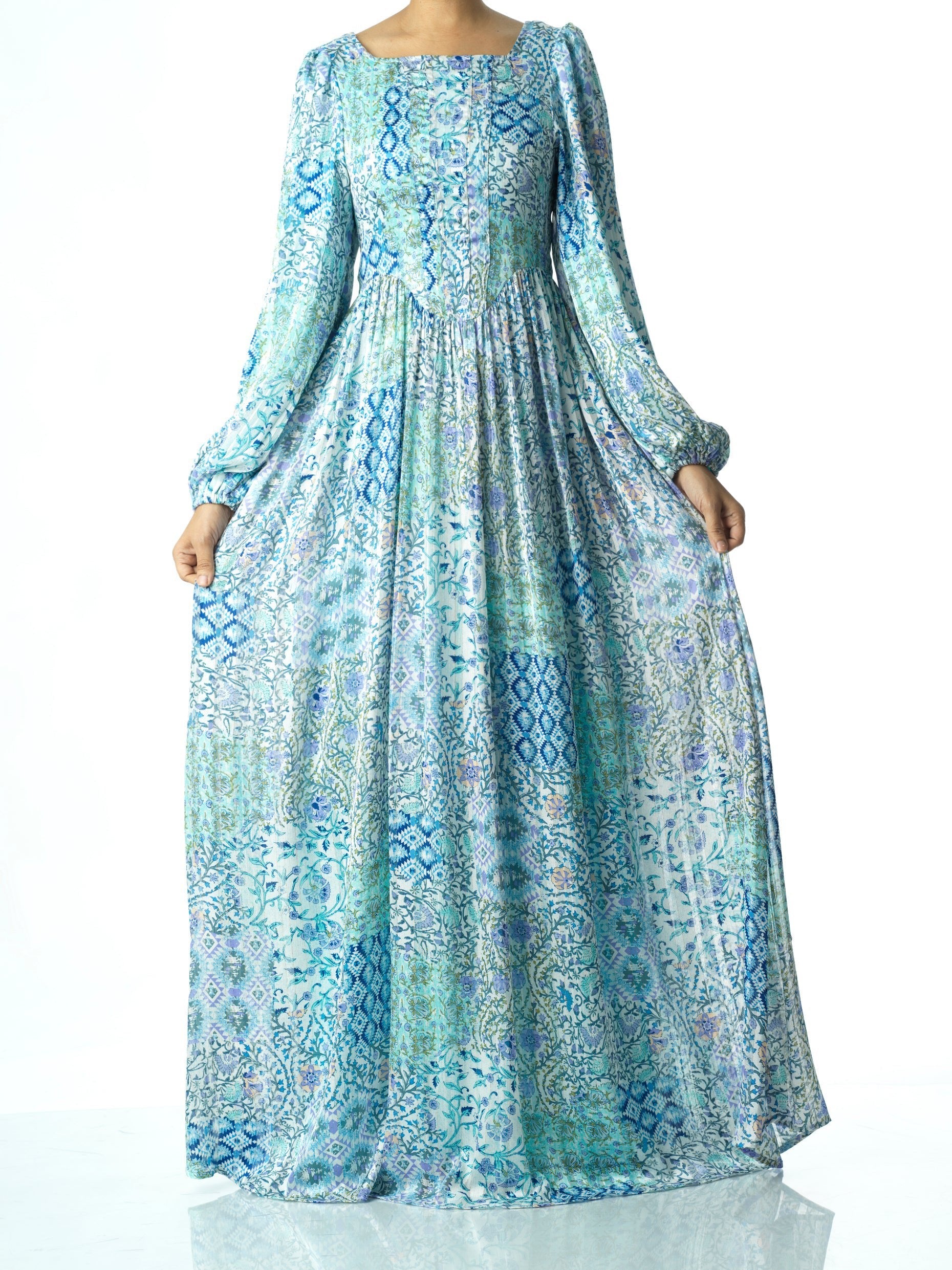 Harlem Light Gray Floral Corset Maxi Dress