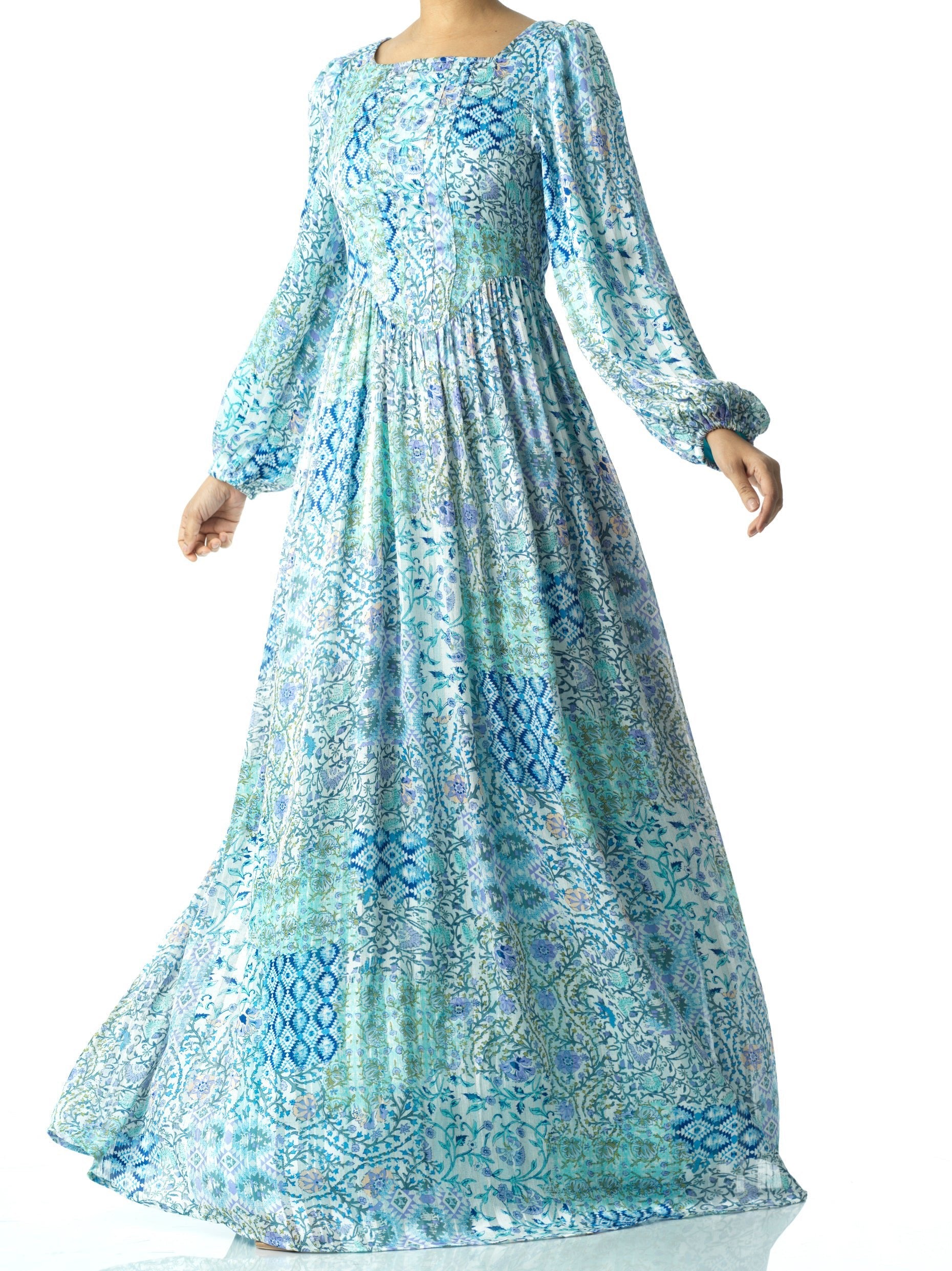 Harlem Light Gray Floral Corset Maxi Dress