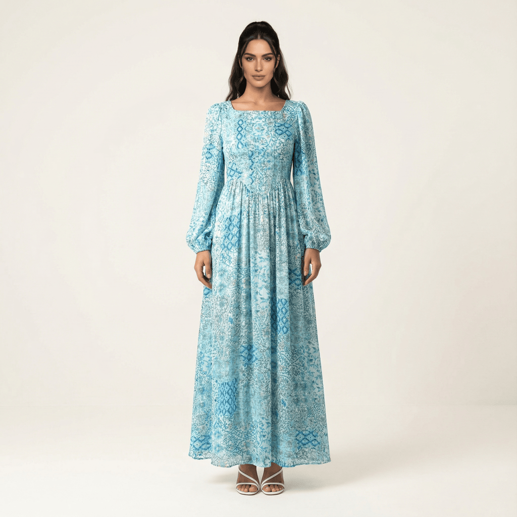 Harlem Light Gray Floral Corset Maxi Dress