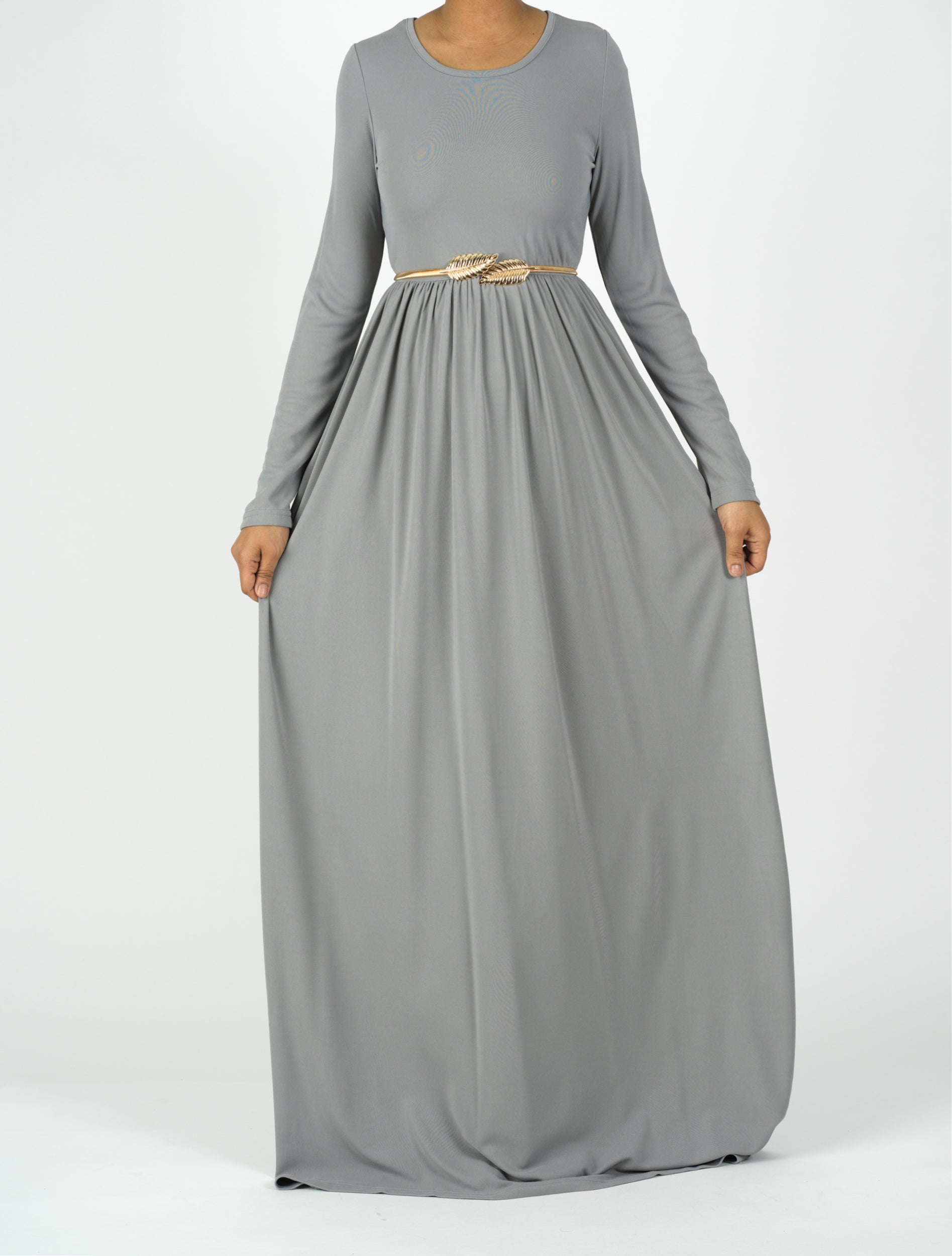 Sloane Light Gray Milk-Silk Column Maxi Dress