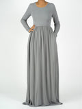 Sloane Light Gray Milk-Silk Column Maxi Dress