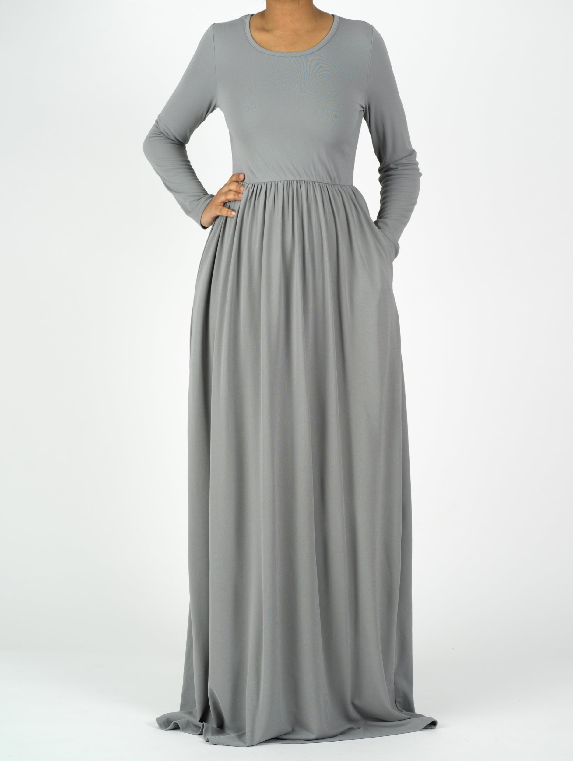 Sloane Light Gray Milk-Silk Column Maxi Dress