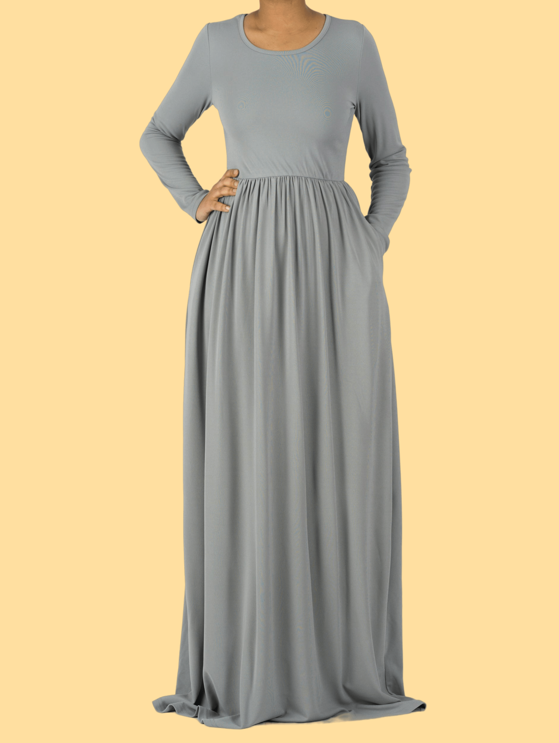 Sloane Light Gray Milk-Silk Column Maxi Dress