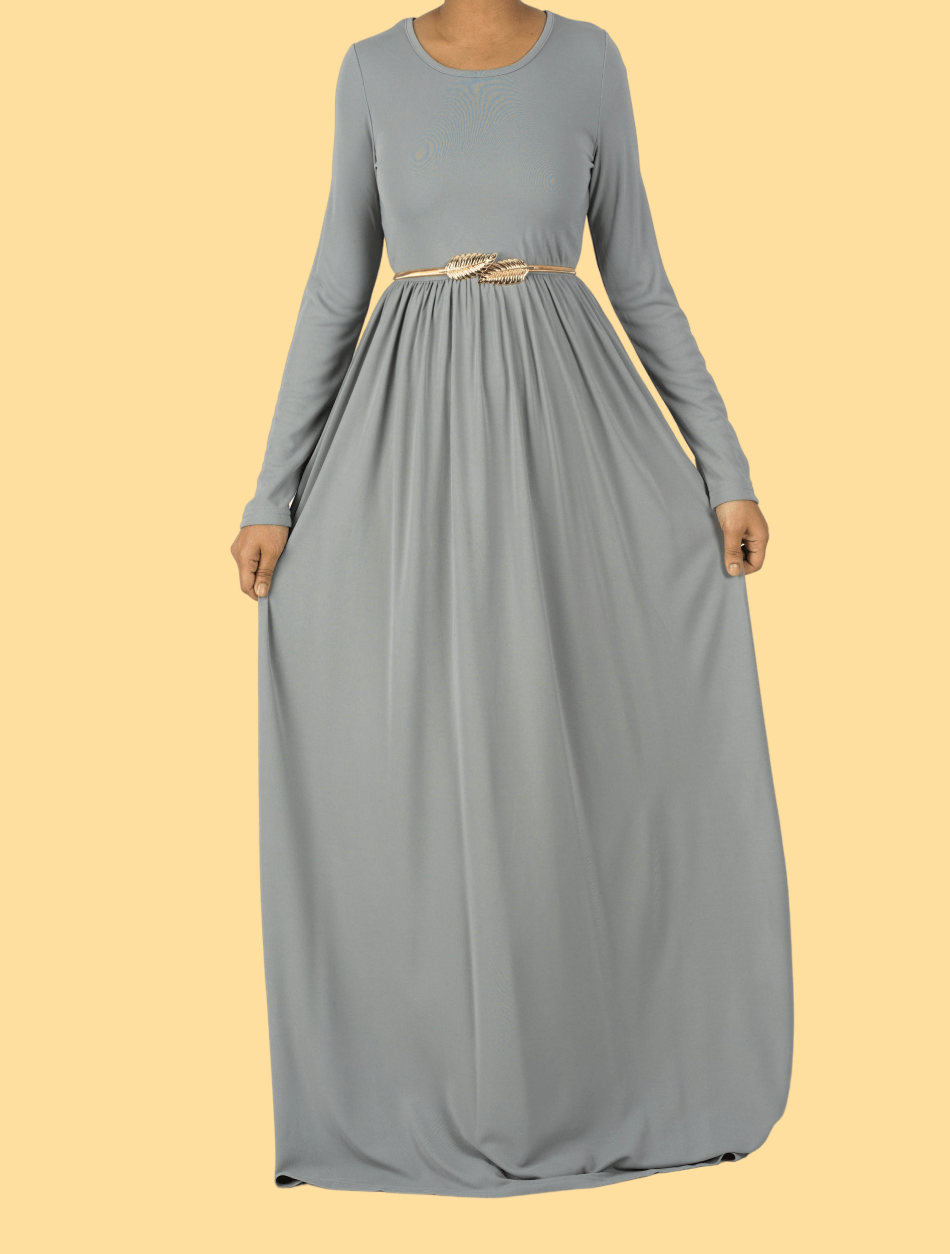 Sloane Light Gray Milk-Silk Column Maxi Dress