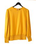 Trixie Yellow Satin Scrunch Blouse