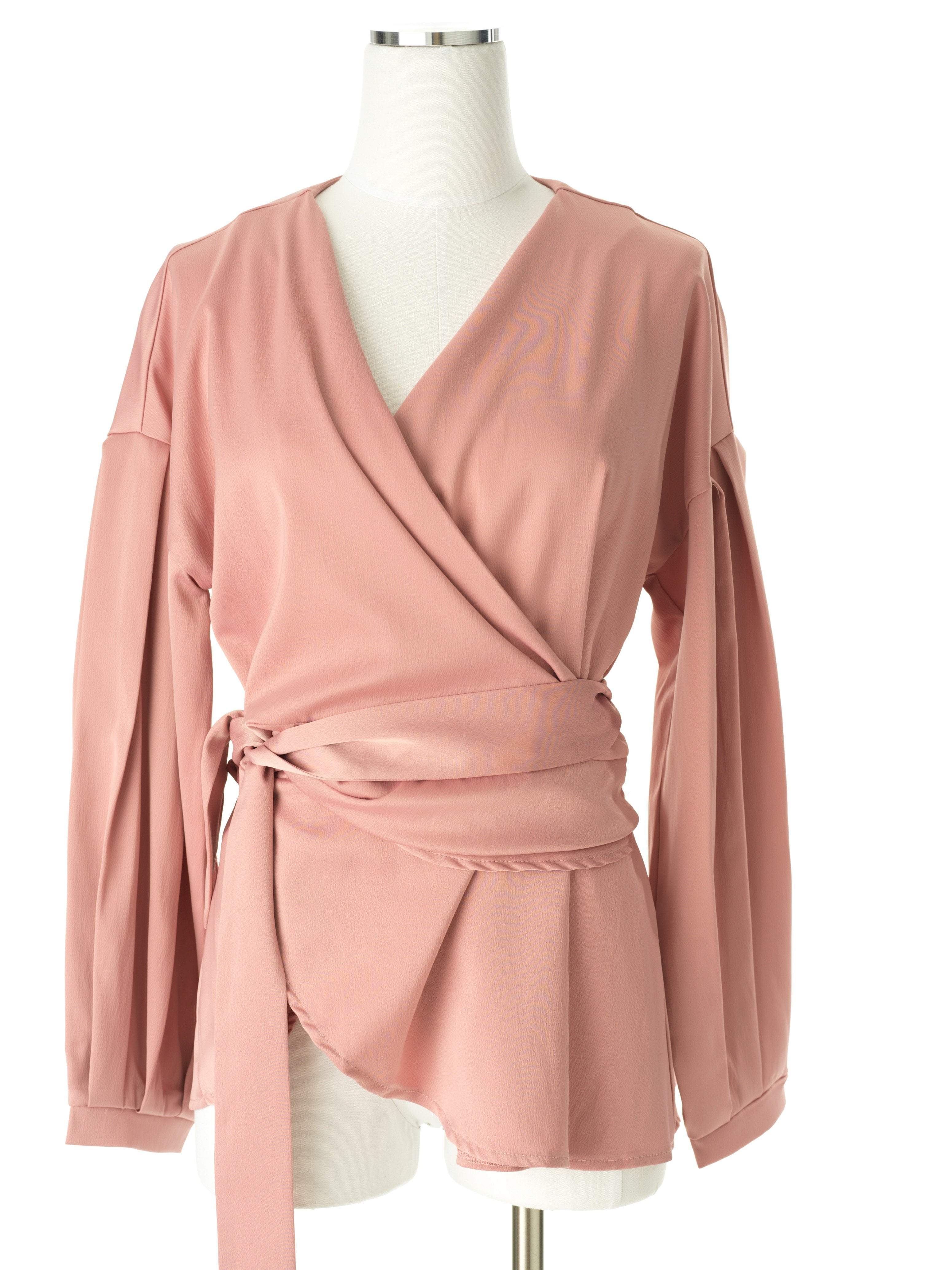 Tessa Pink Satin Wrap Top