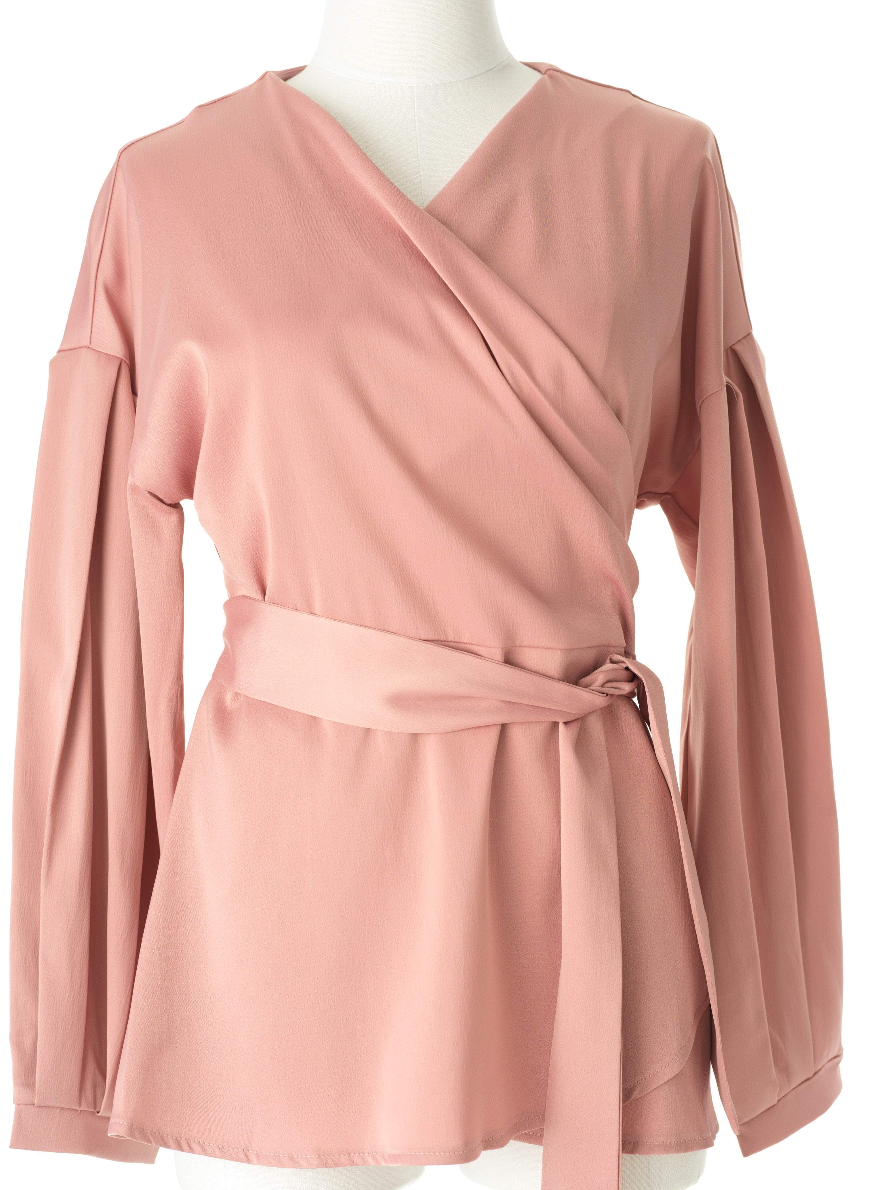 Tessa Pink Satin Wrap Top
