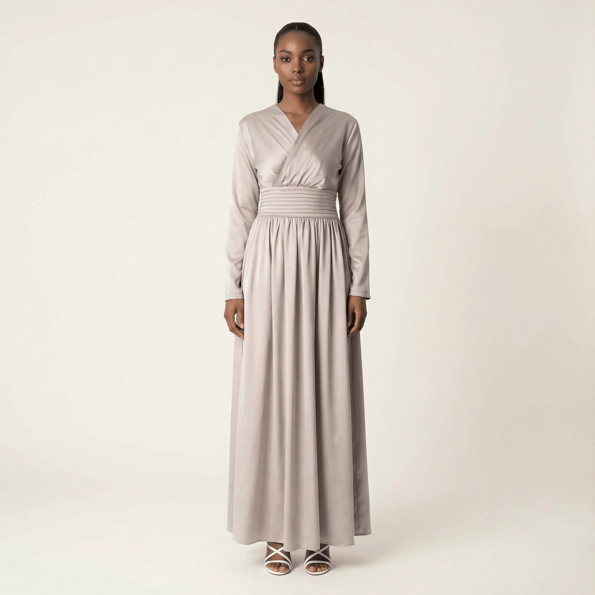 Josephine Pearl Satin Floor-Length Maxi Dress