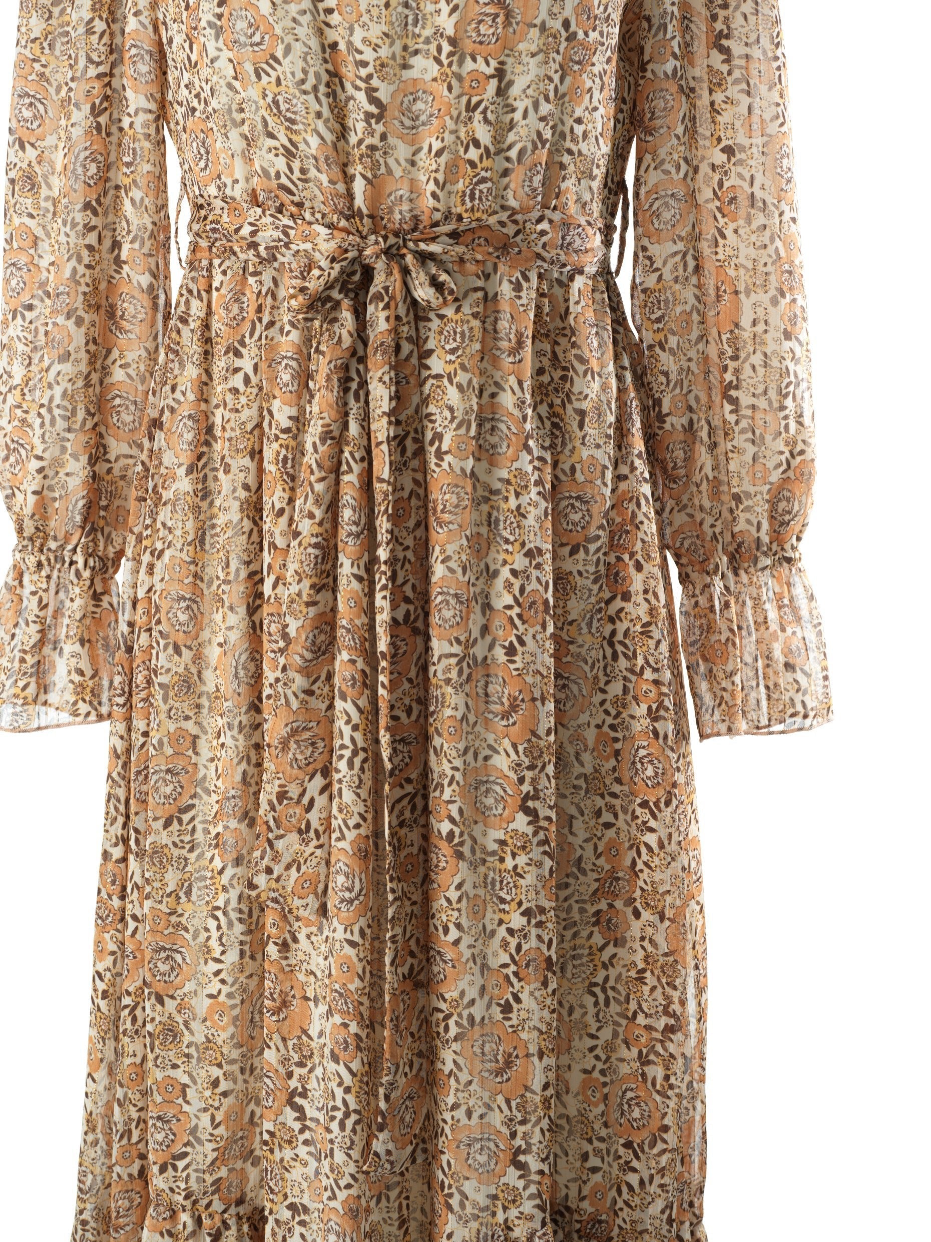 Wynne Madrid Cheetah-Floral Ruffle Maxi Dress