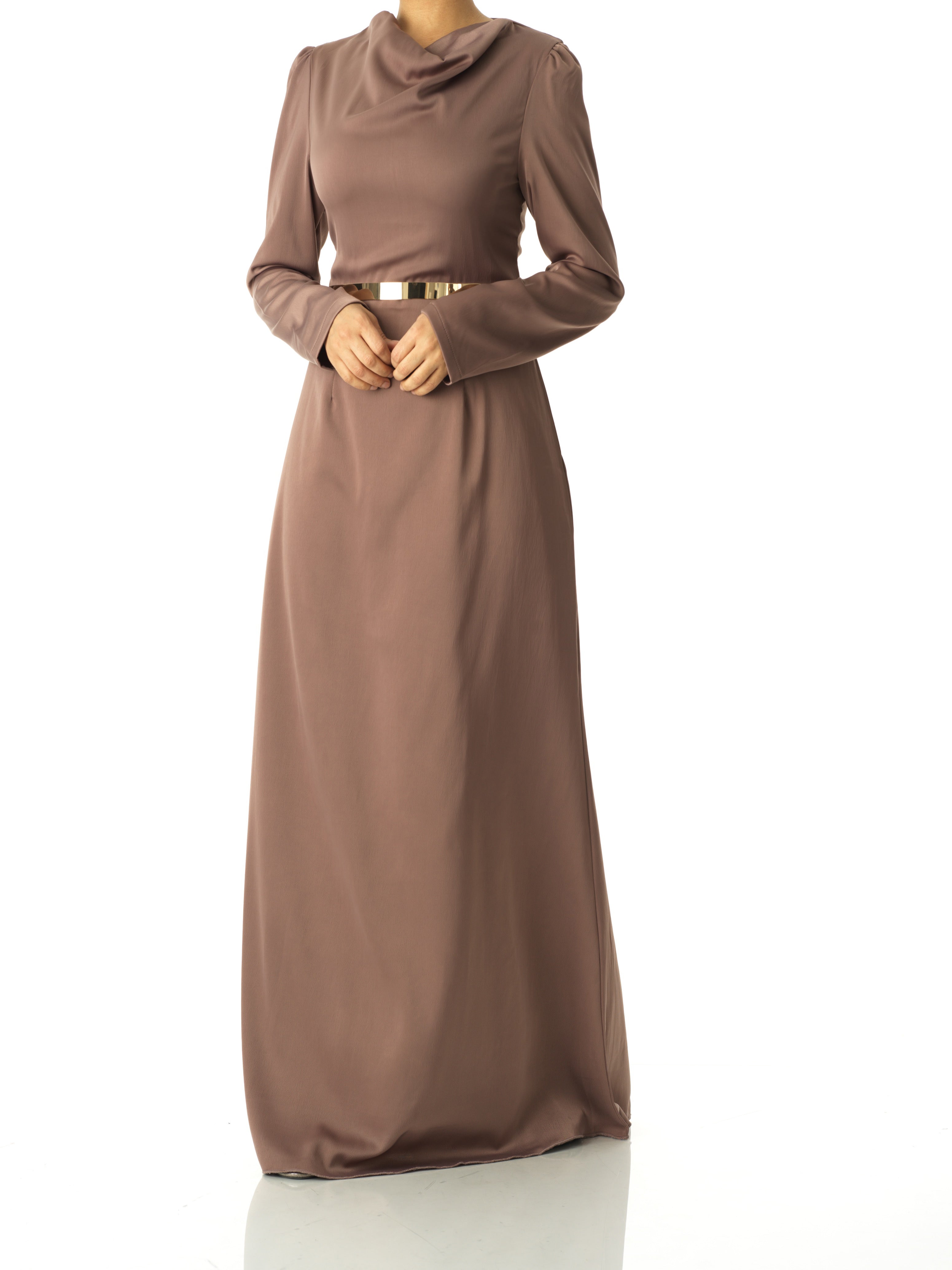 Noor Mocha Satin-Silk Maxi Dress
