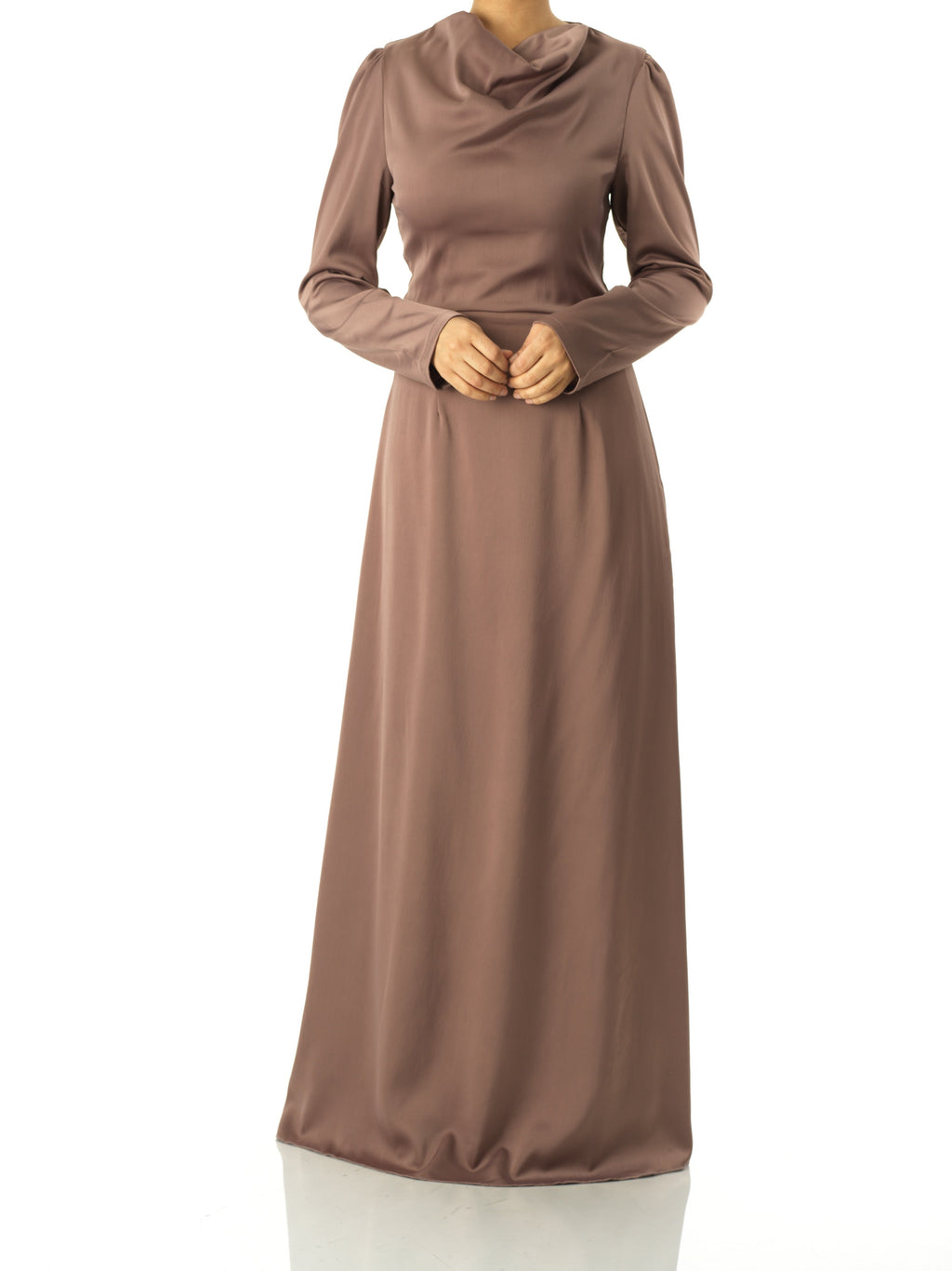 Noor Mocha Satin-Silk Maxi Dress