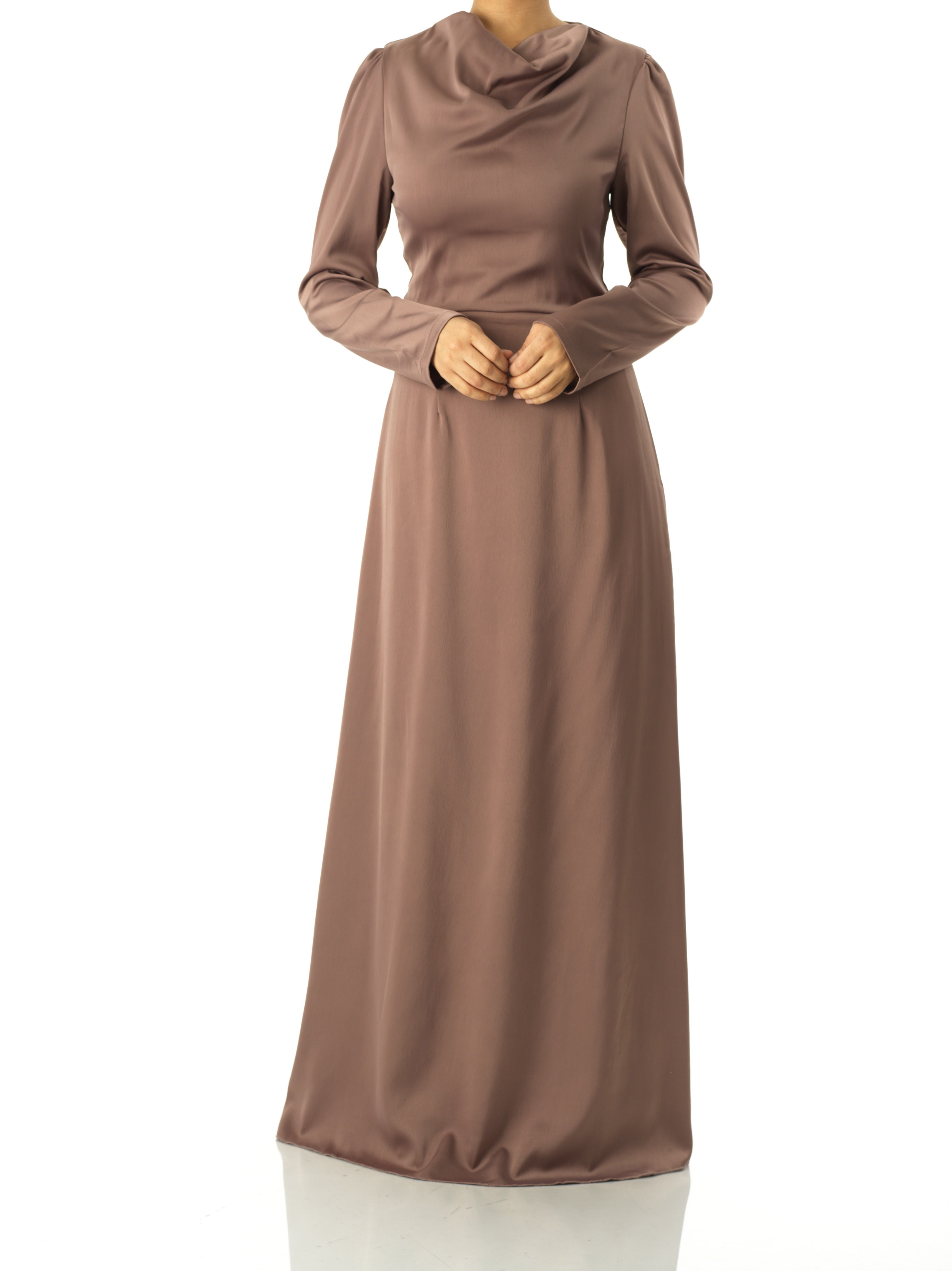 Noor Mocha Satin-Silk Maxi Dress