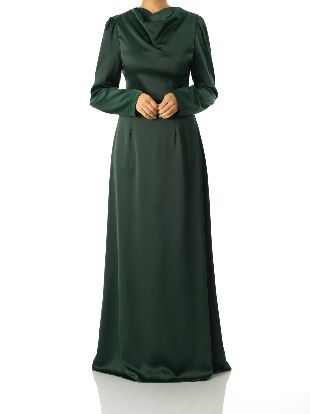 Noor Deep Green Satin-Silk Maxi Dress