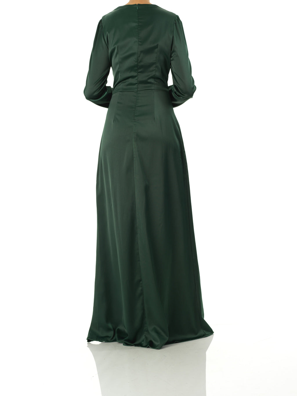 Noor Deep Green Satin-Silk Maxi Dress