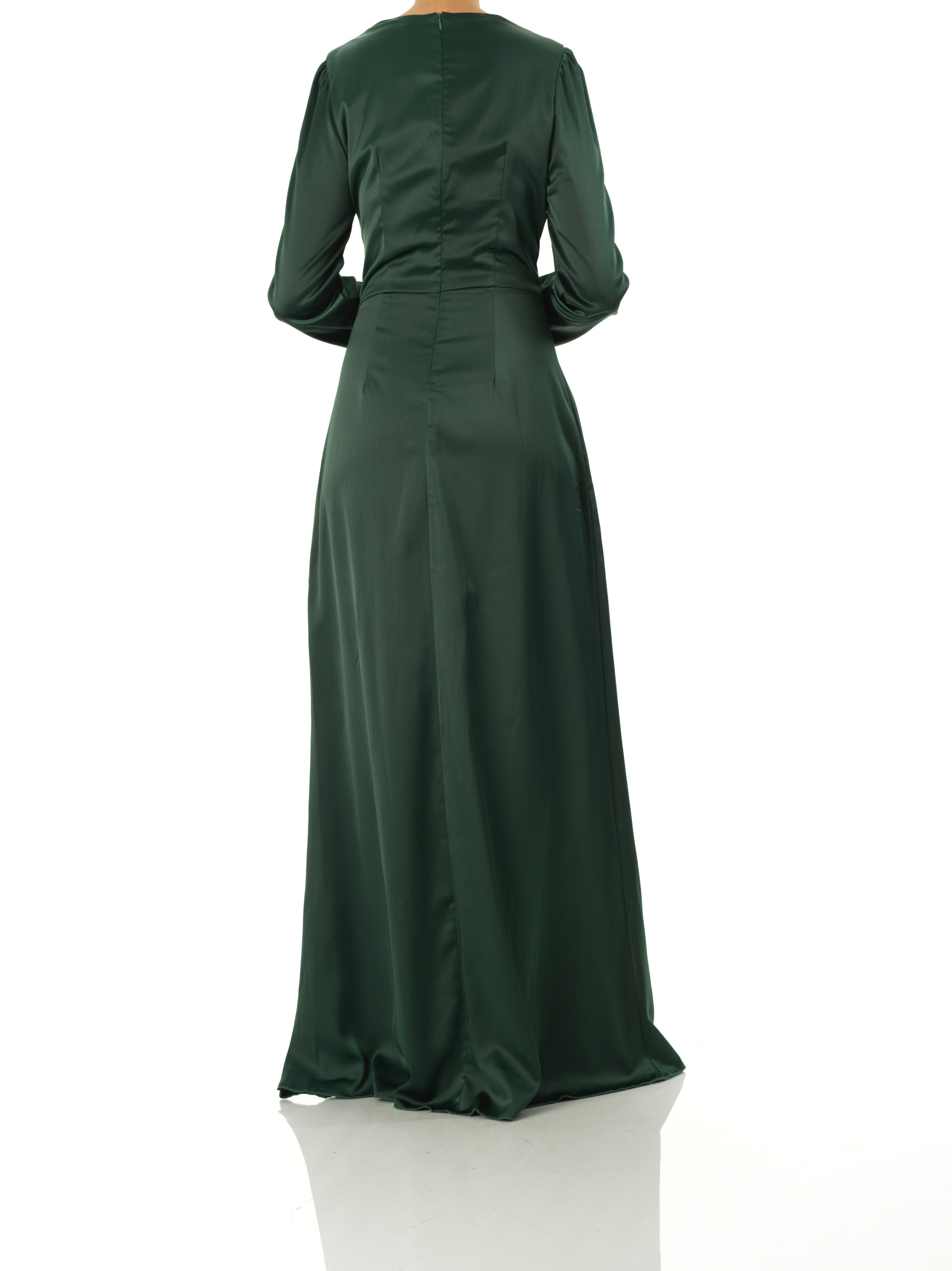 Noor Deep Green Satin-Silk Maxi Dress