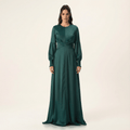 Berkley Green Satin Floor-Length Maxi Dress
