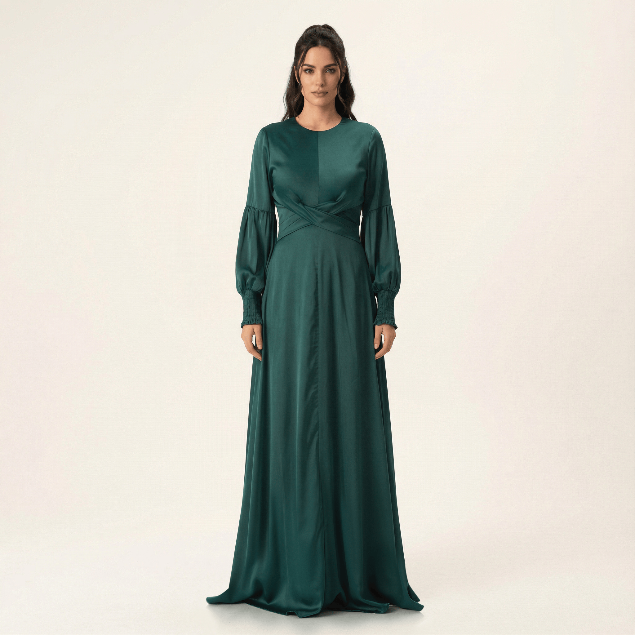 Berkley Green Satin Floor-Length Maxi Dress