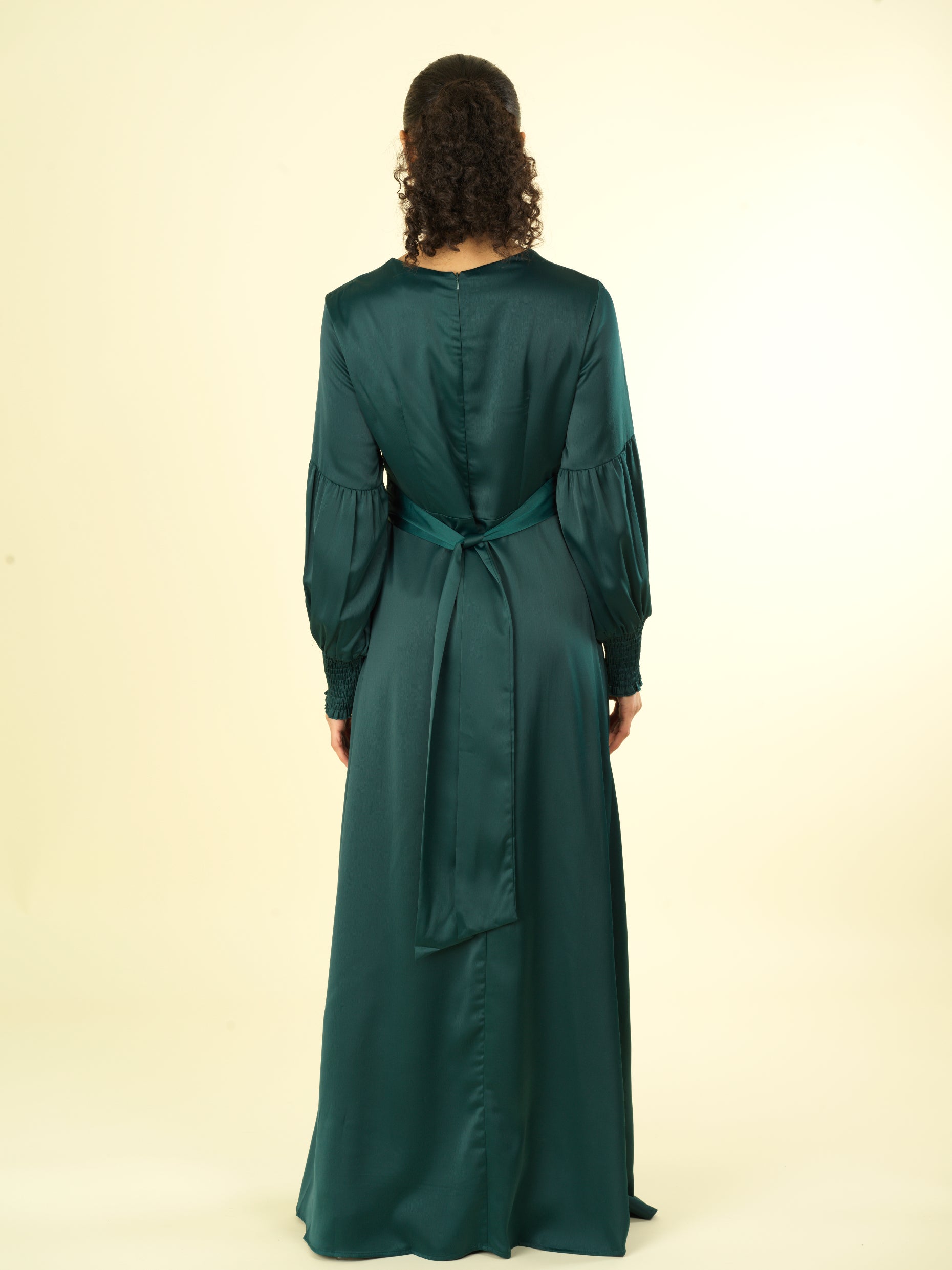Berkley Green Satin Floor-Length Maxi Dress