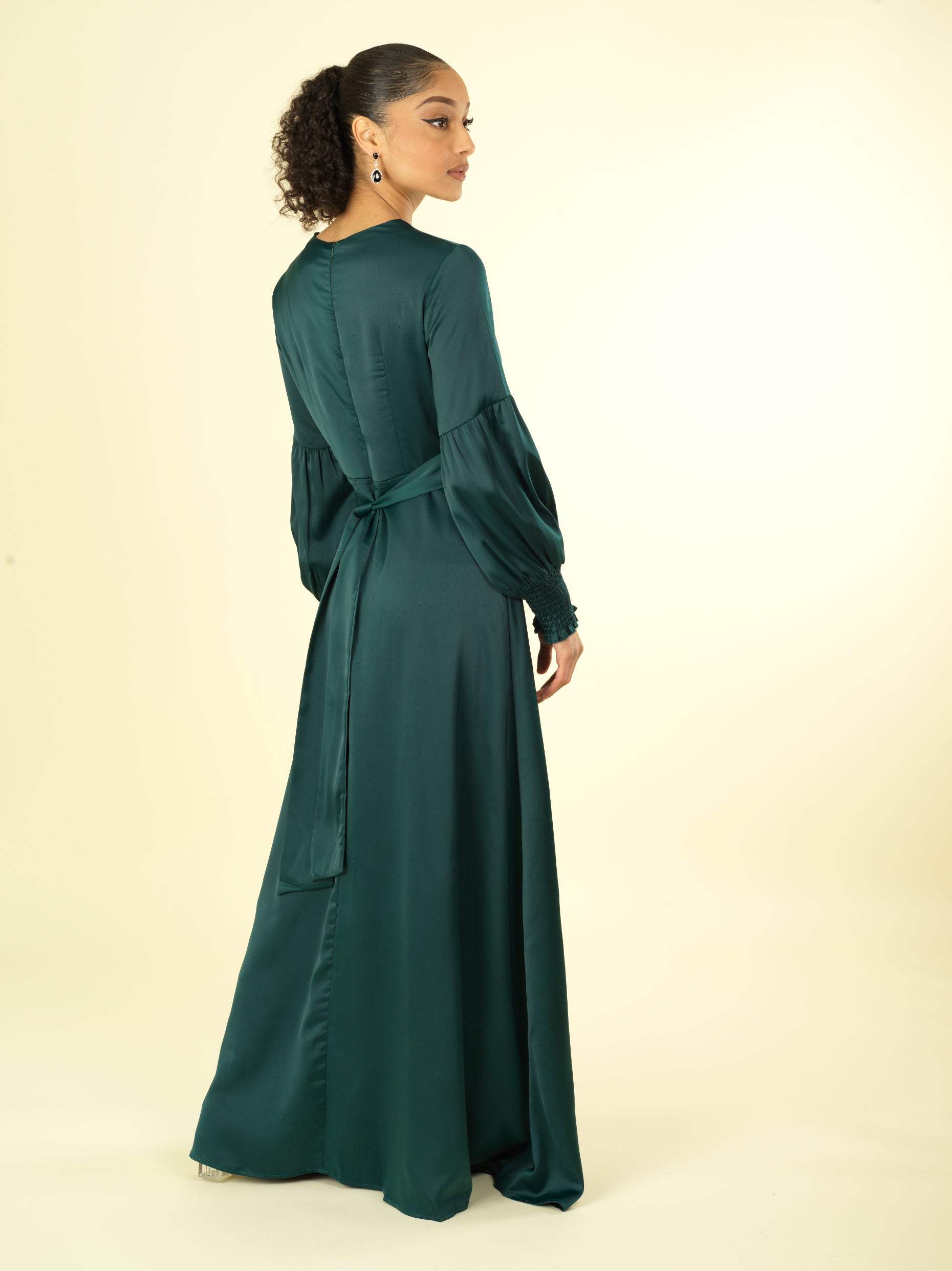 Berkley Green Satin Floor-Length Maxi Dress