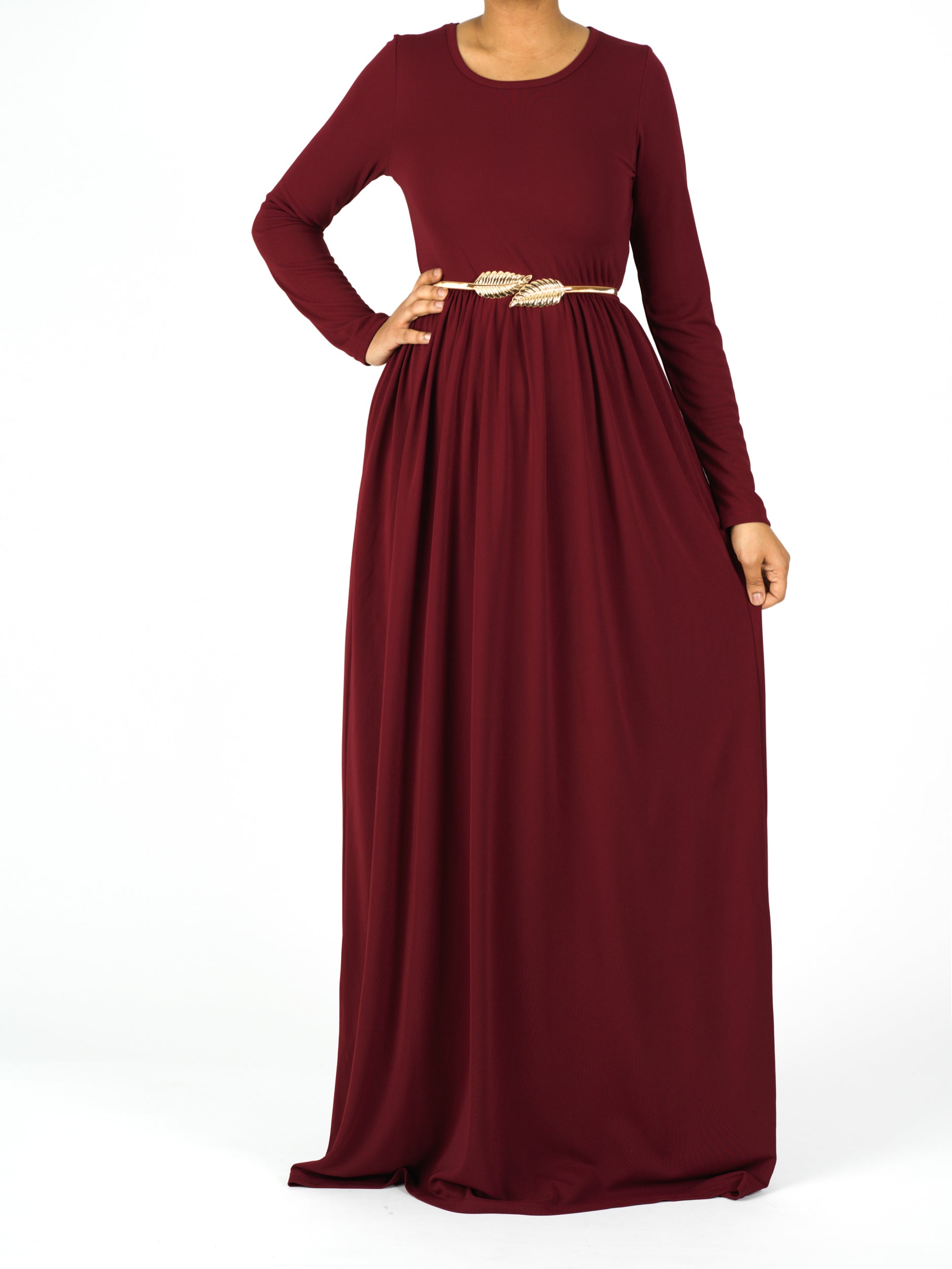Sloane Maroon Milk-Silk Column Maxi Dress