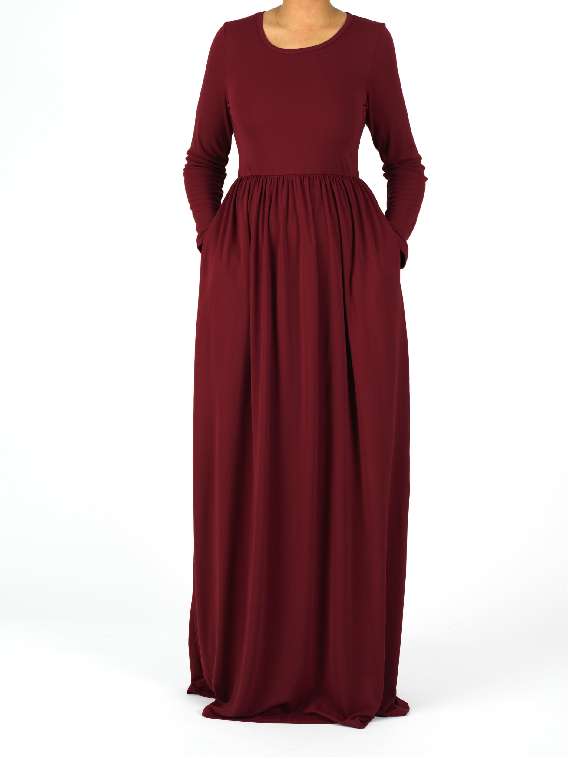 Sloane Maroon Milk-Silk Column Maxi Dress