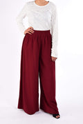 Harlow Maroon Wide-Leg Palazzo Trousers