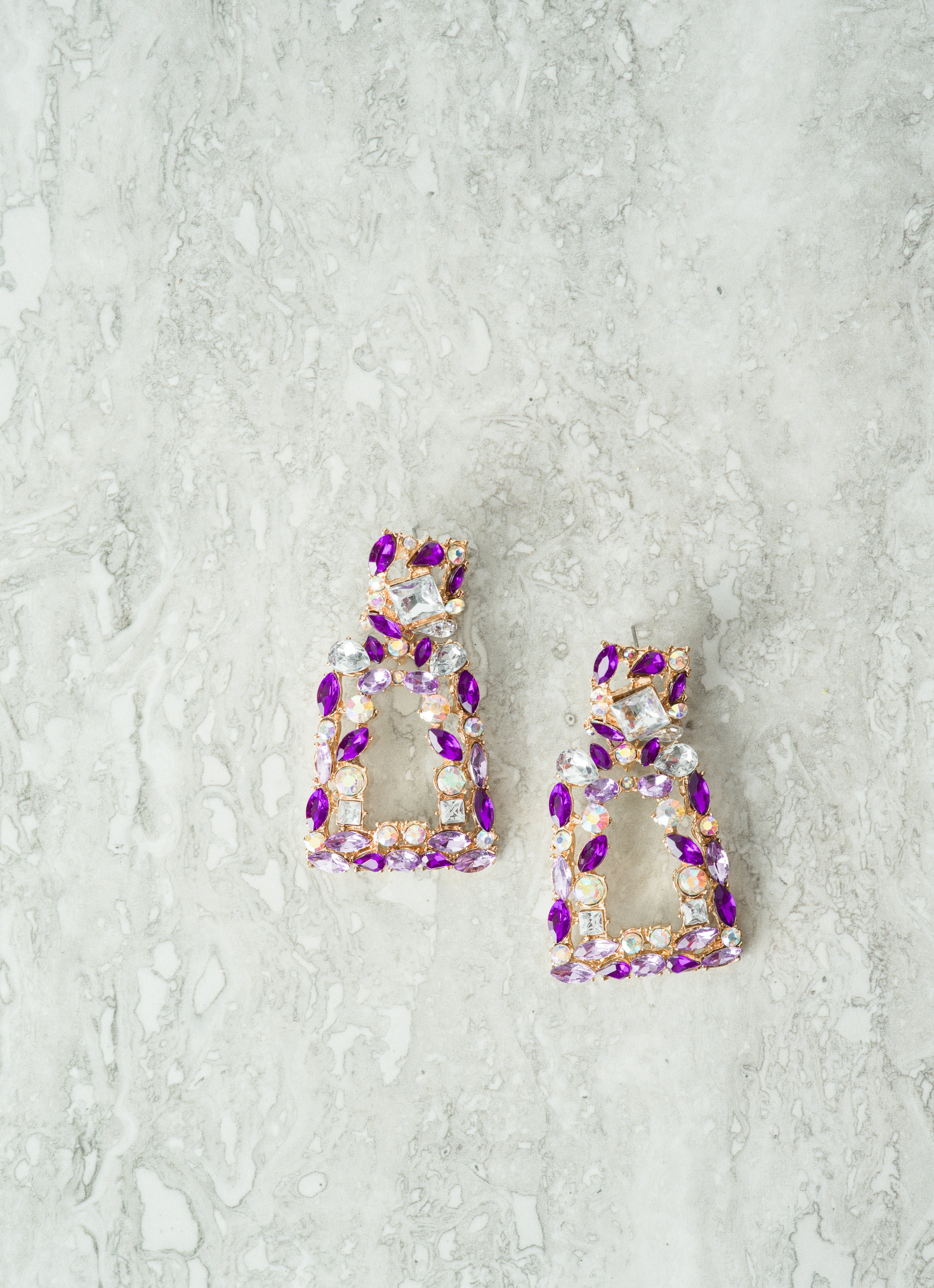 Ivy Purple Statement Earrings