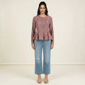 Emerson Mauve Lace Peplum Top