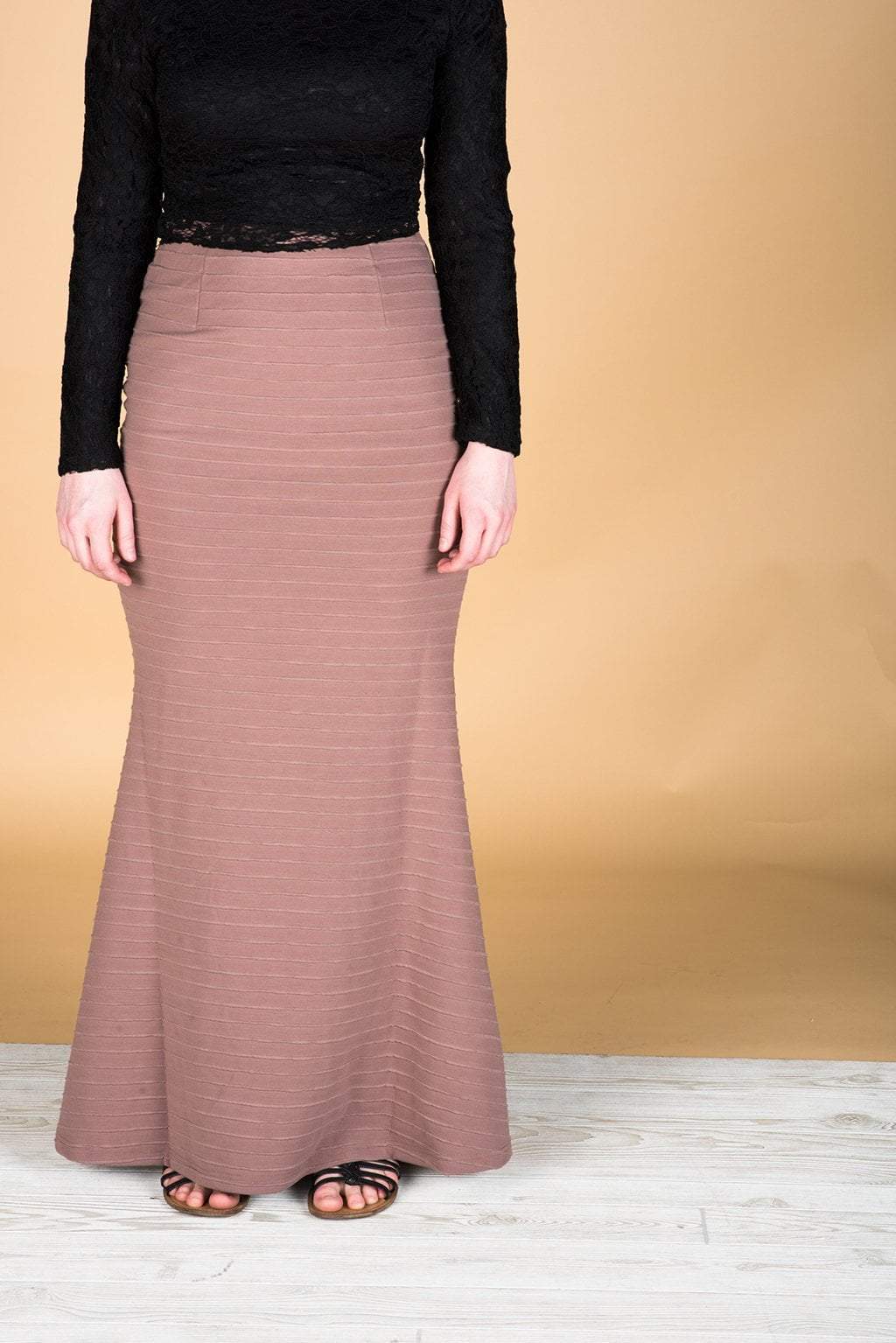 Cora Mauve Zip Pencil Skirt