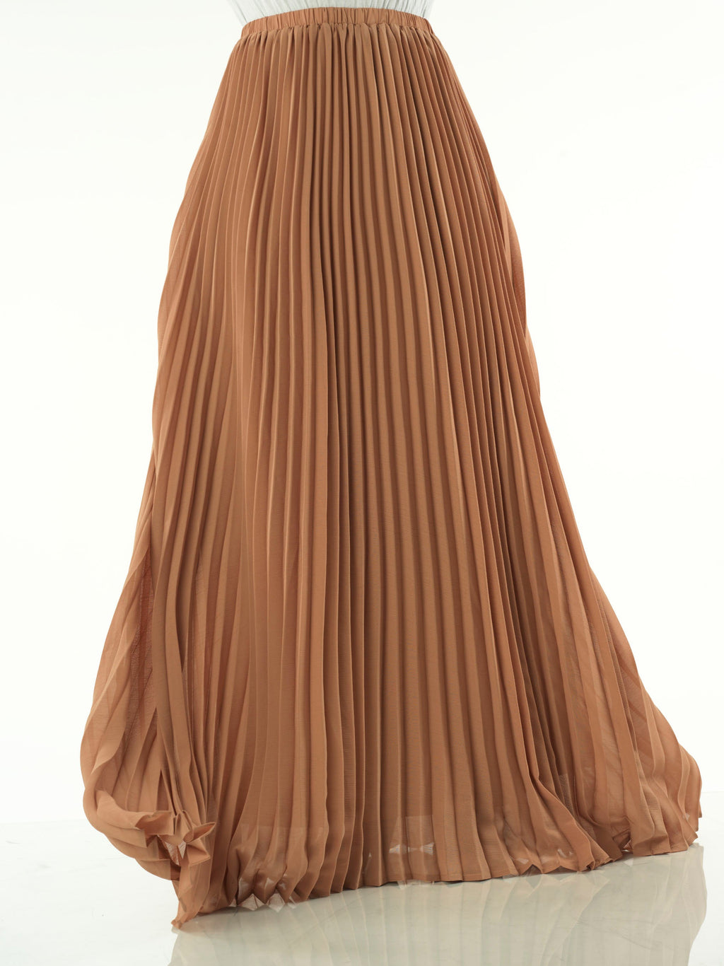 Reese Mocha Pleated Chiffon Maxi Skirt