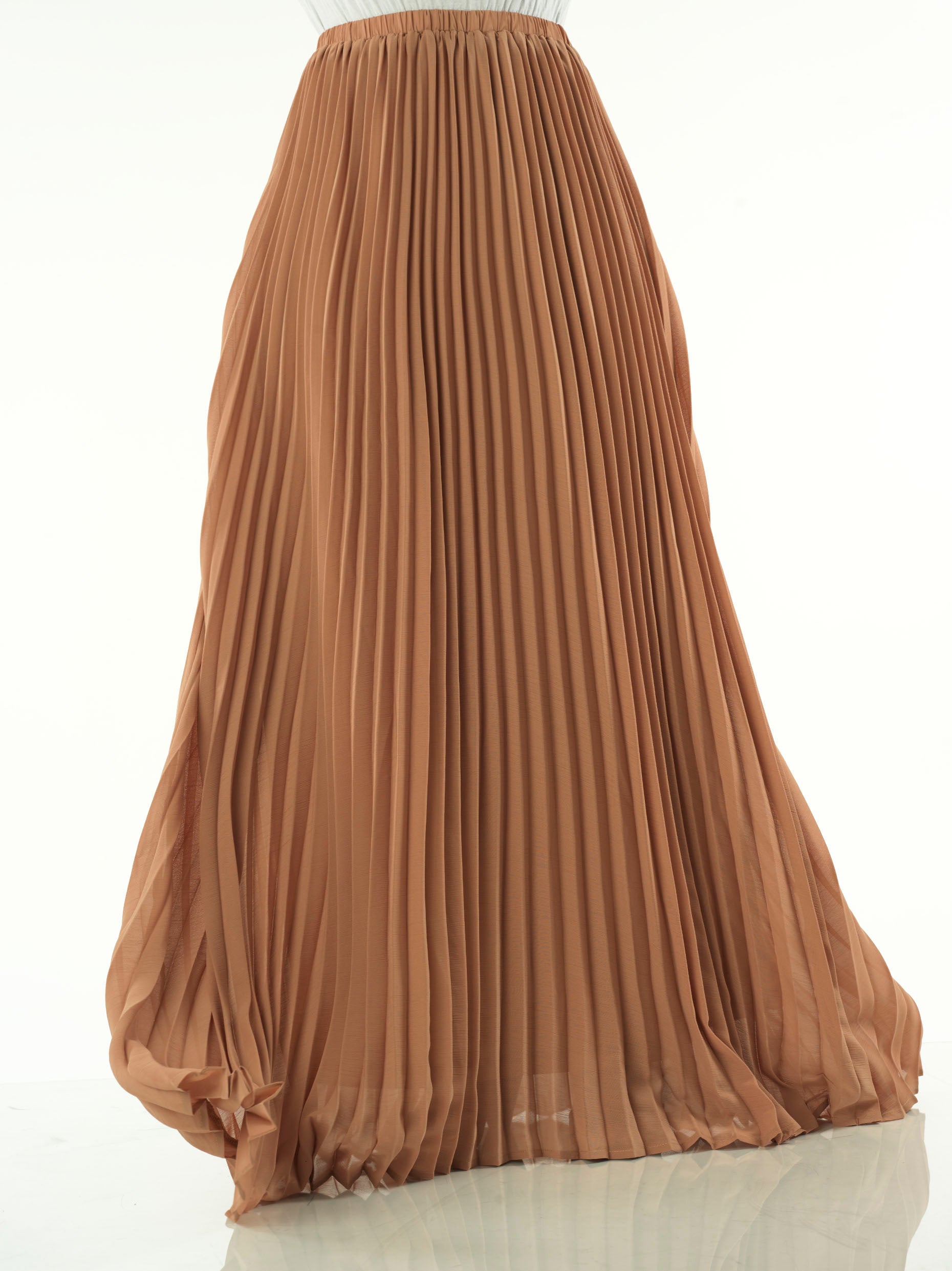 Reese Mocha Pleated Chiffon Maxi Skirt