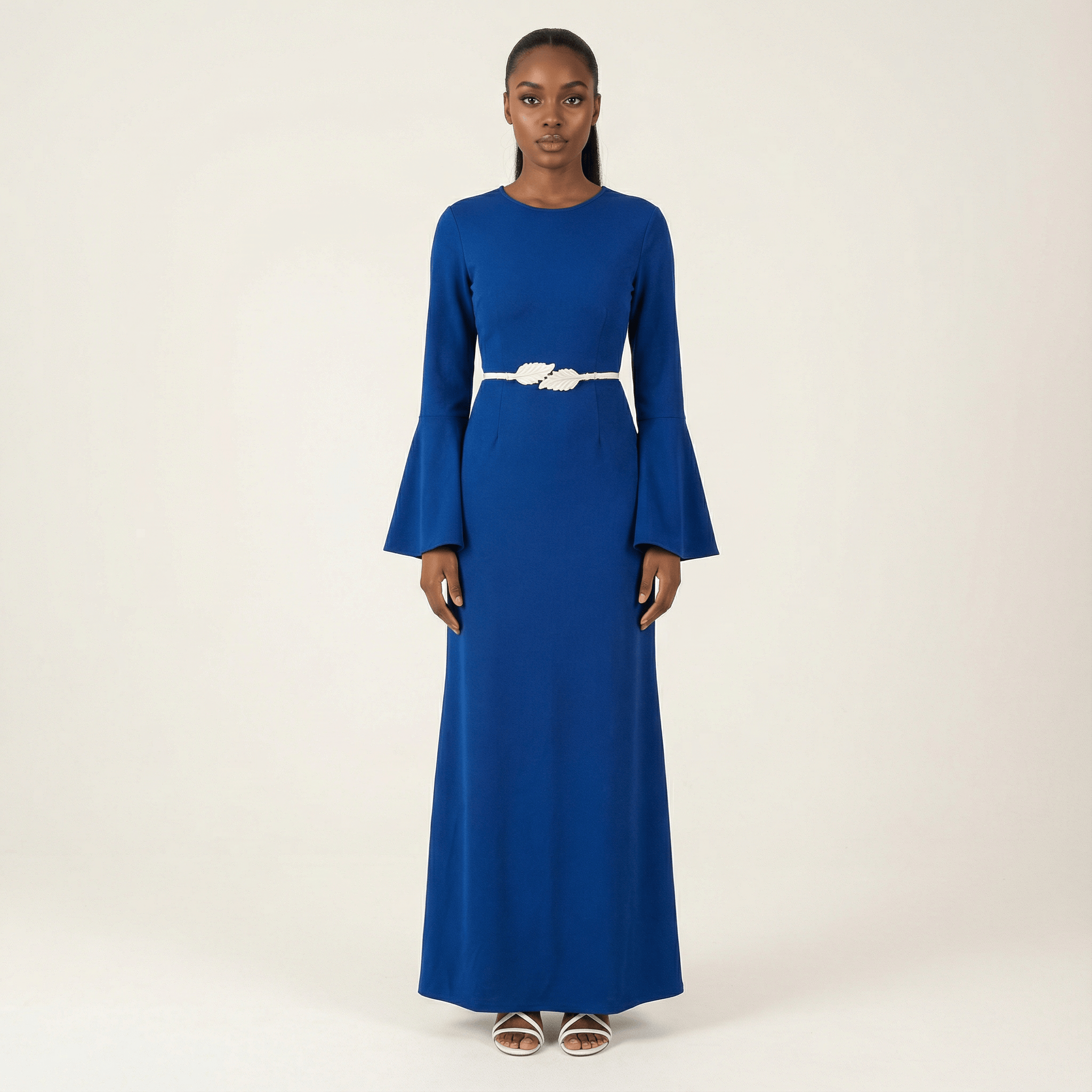 Lila Blue Bell-Sleeve Pencil Dress