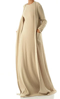 Zelda Nude Maxi Dress & Cardigan Set