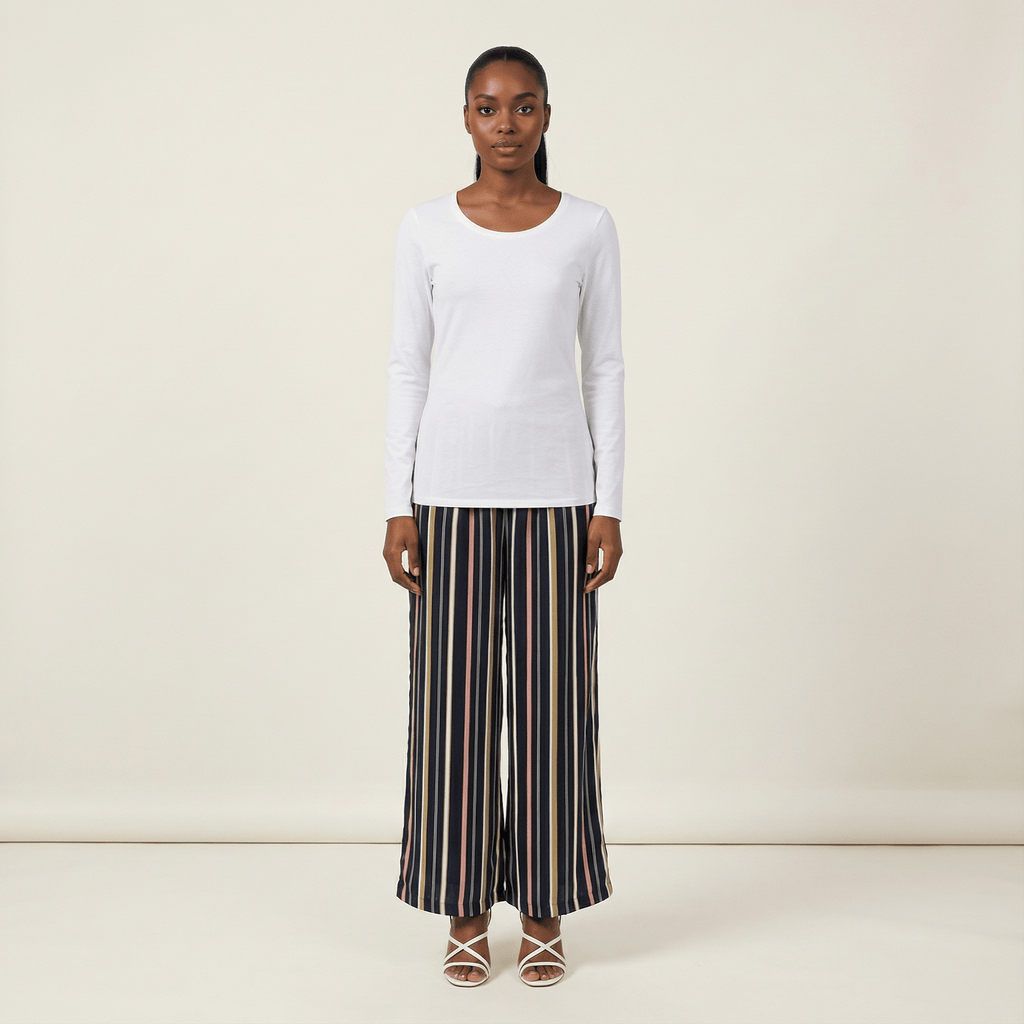 Cecilia Multi Striped Wide-Leg Trousers