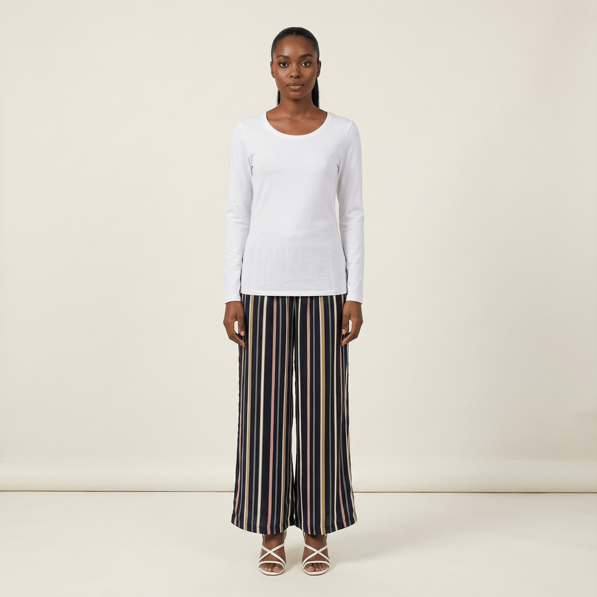 Cecilia Multi Striped Wide-Leg Trousers