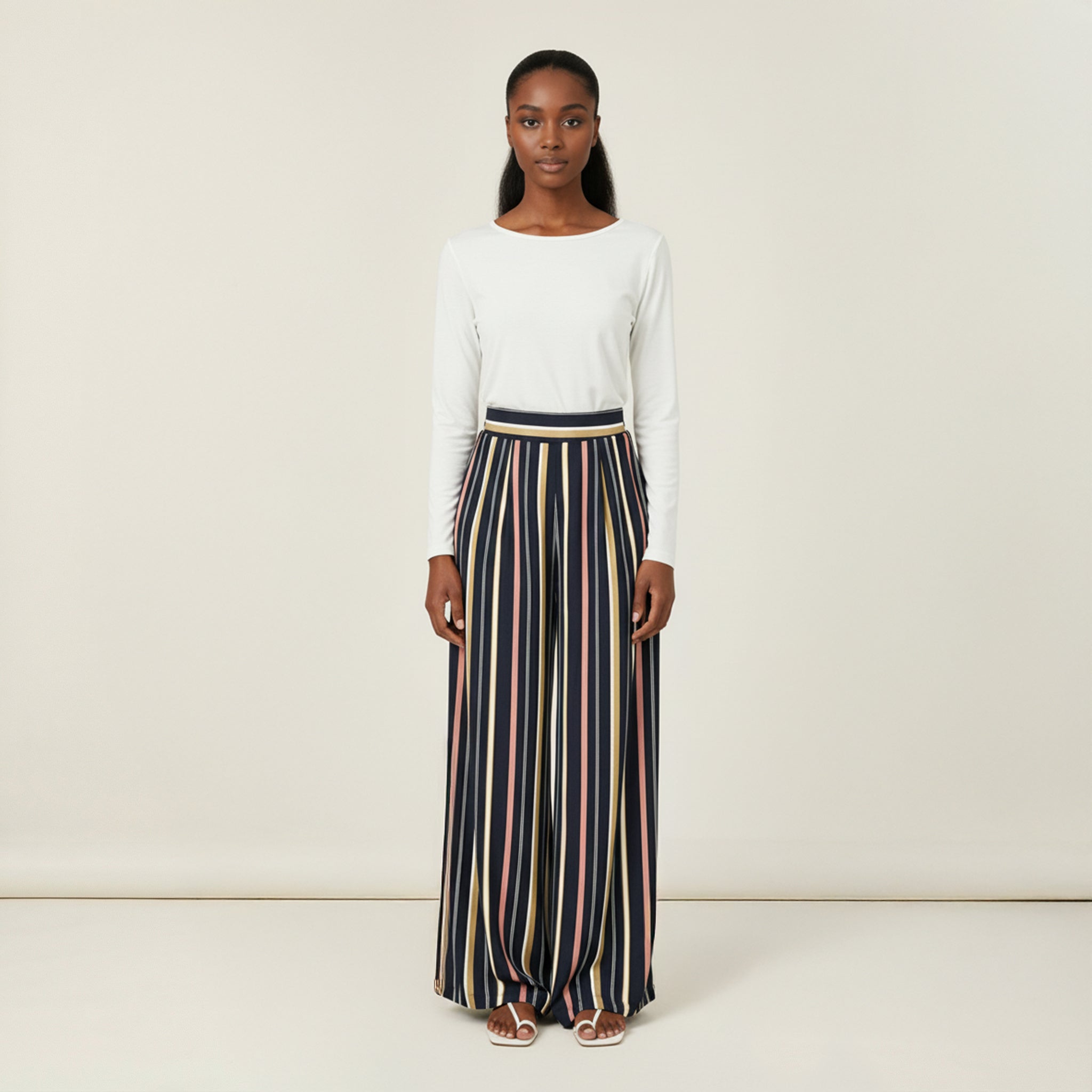 Cecilia Multi Striped Wide-Leg Trousers